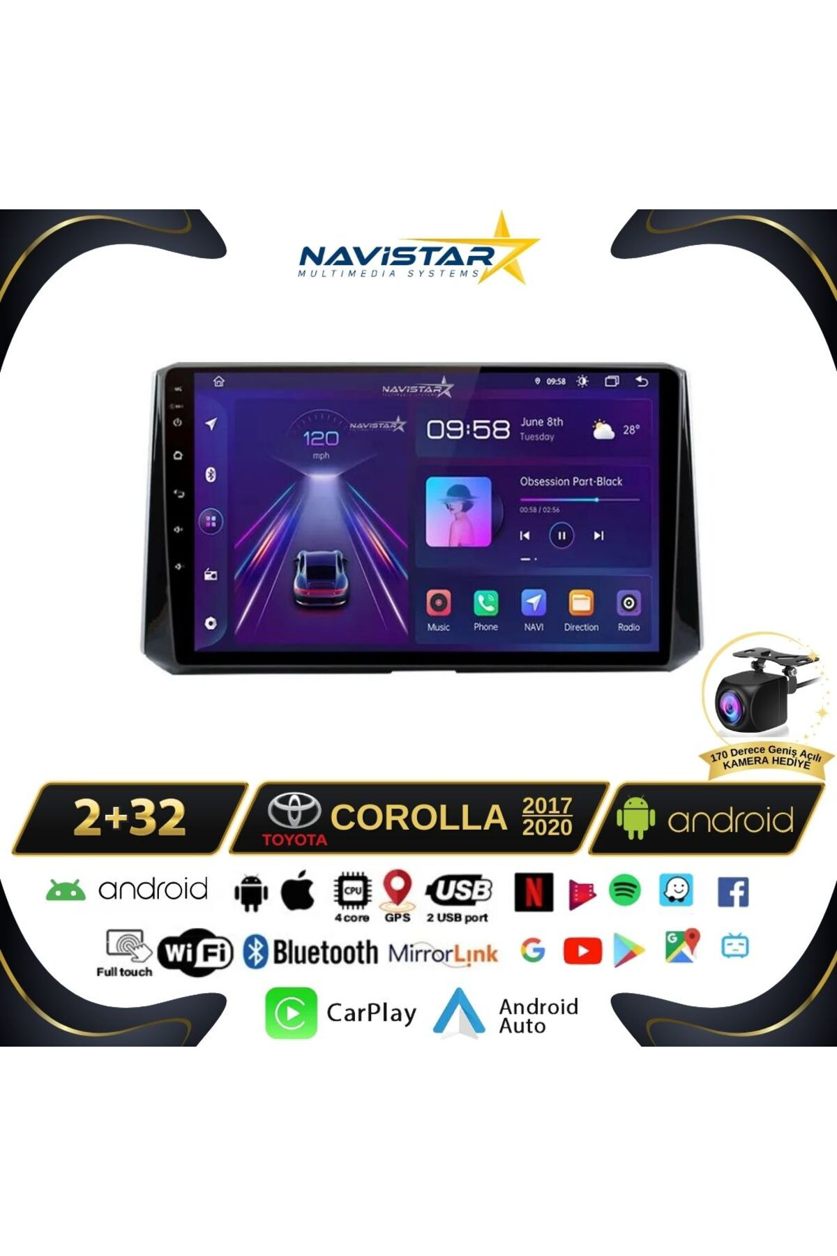 Toyota Corolla 2017-2020 Model 2 64gb Android 13 Kablosuz Carplay Toyota Corolla 2017-2020 Model 2 64gb Android 13 Kablosuz Carplay