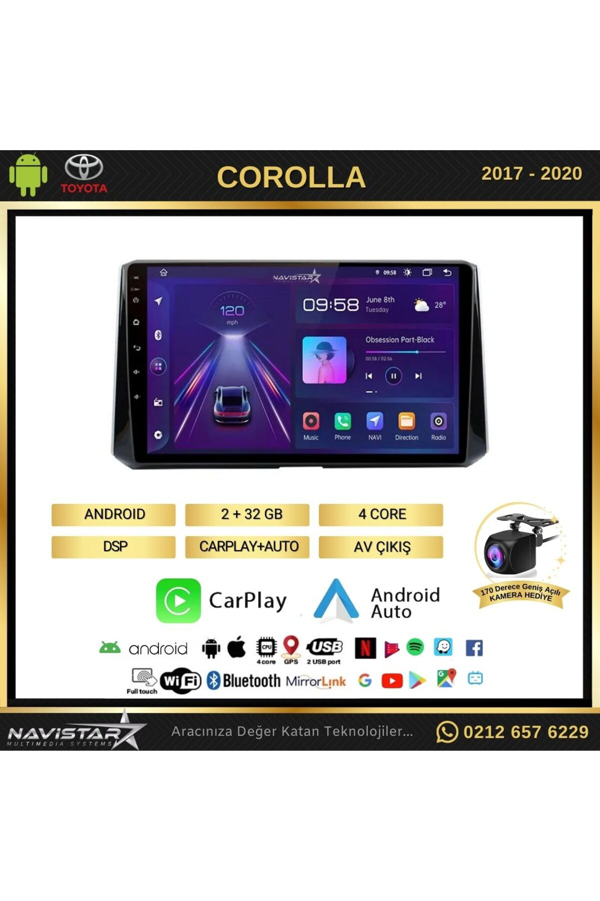 Toyota Corolla 2017-2020 Model 2 64gb Android 13 Kablosuz Carplay Toyota Corolla 2017-2020 Model 2 64gb Android 13 Kablosuz Carplay