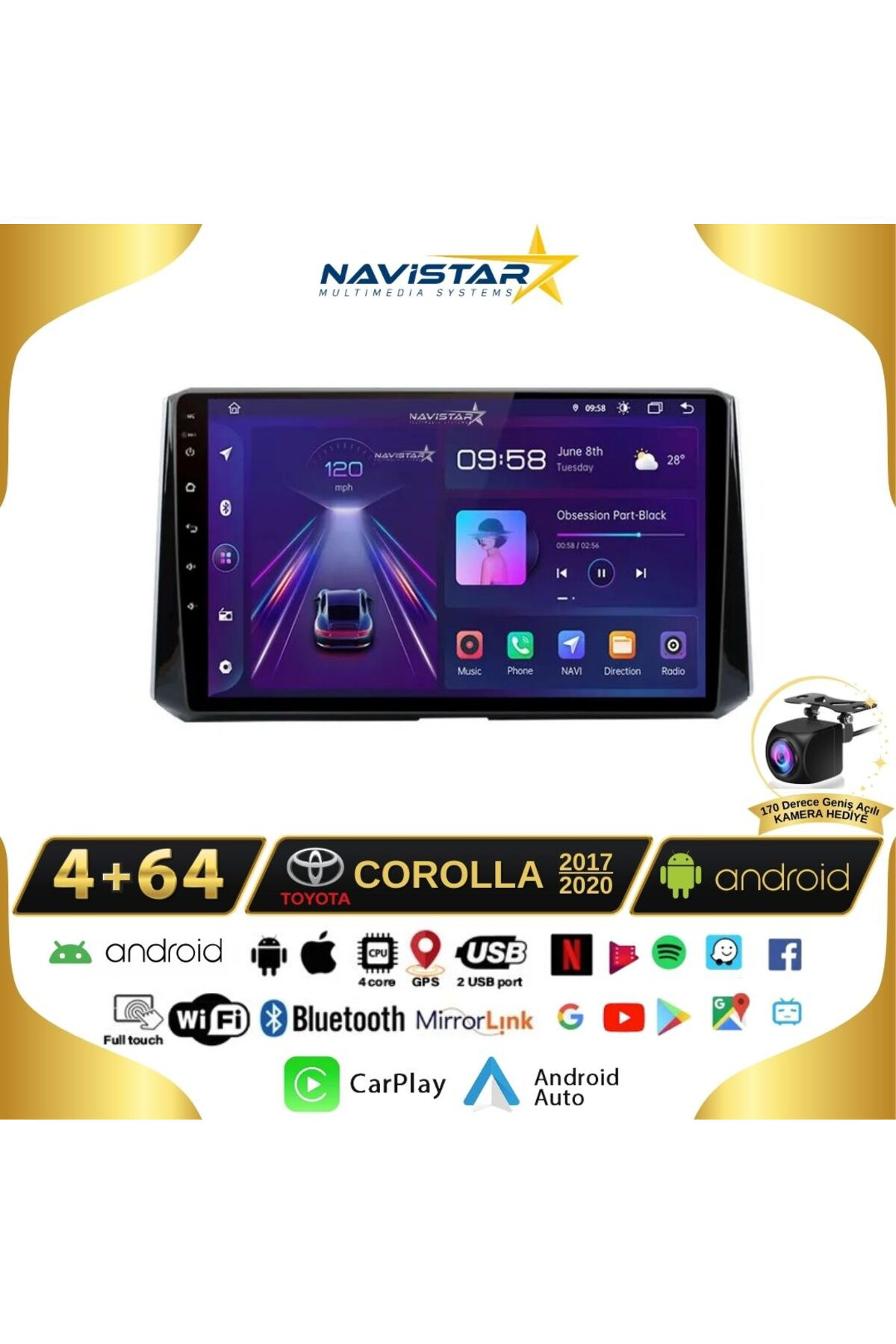 Toyota Corolla 2017-2020 Model 4gb 64gb Android 13 Kablosuz Carpl Toyota Corolla 2017-2020 Model 4gb 64gb Android 13 Kablosuz Carpl
