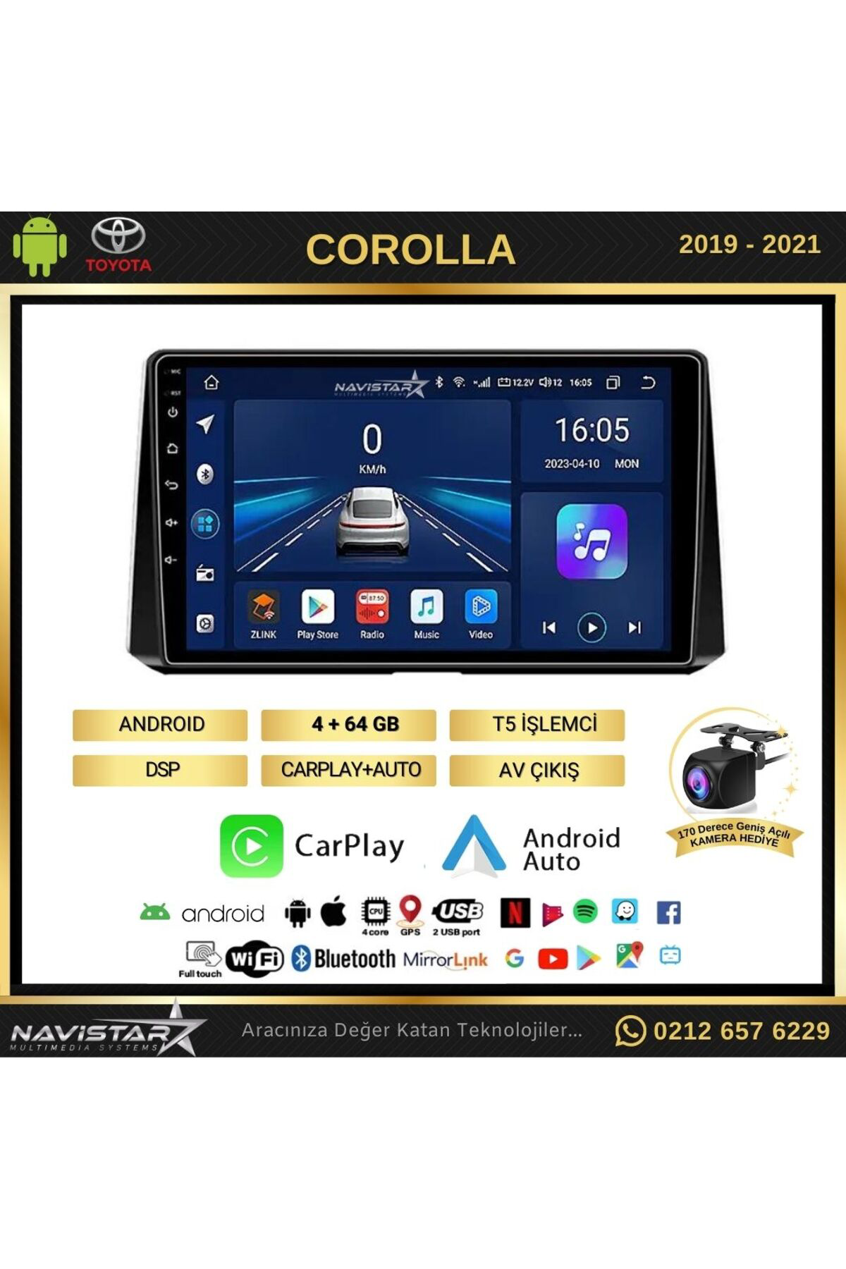 Toyota Corolla 2019-2021 Model 4gb 64gb Android 13 Kablosuz Carpl Toyota Corolla 2019-2021 Model 4gb 64gb Android 13 Kablosuz Carpl