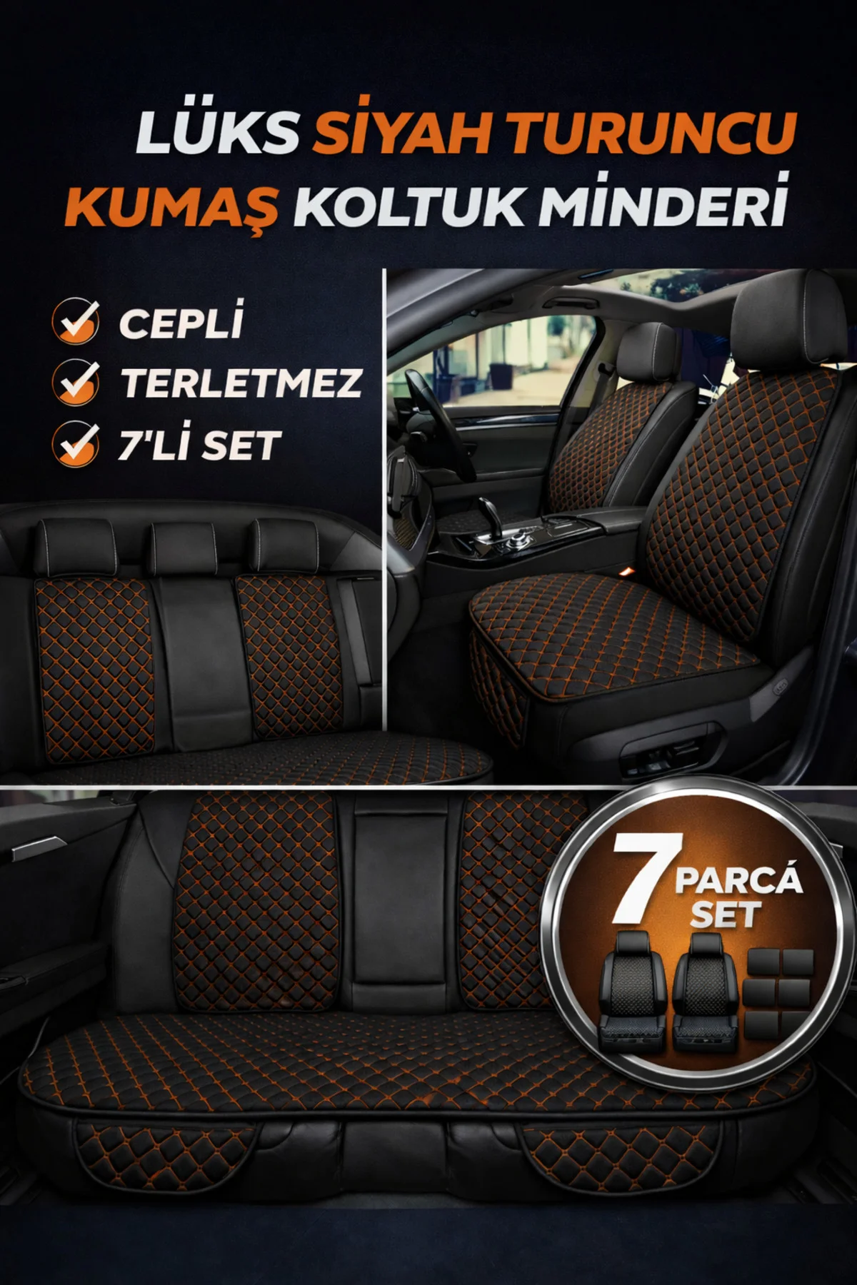 Toyota Corolla 5 Kapı (2001 Öncesi) 1990–2001 Uyumlu Kumaş Koltuk Minderi Kapitone Desen Terletmez Y
