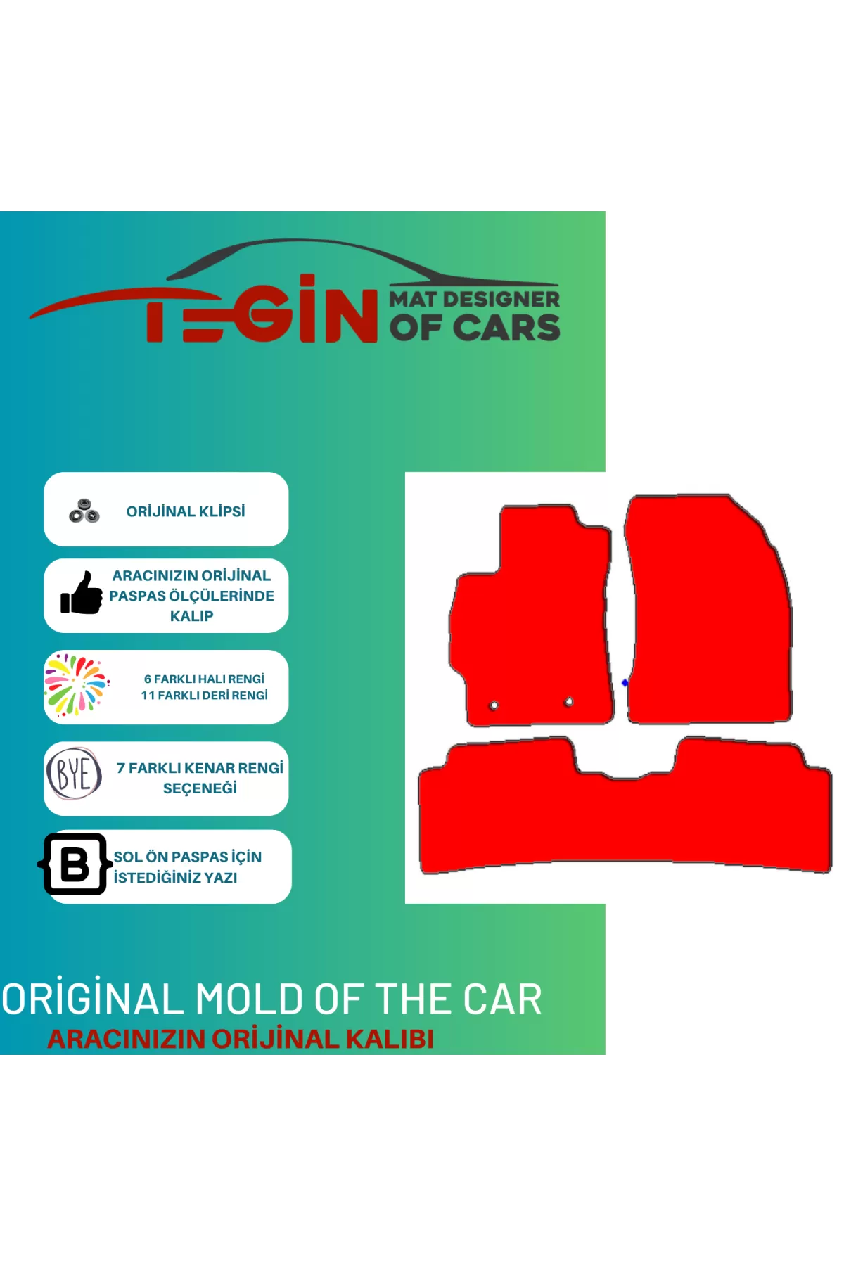 Toyota Corolla 2007-2012 Prime Gri Halı Beyaz Kenar Halı Paspas