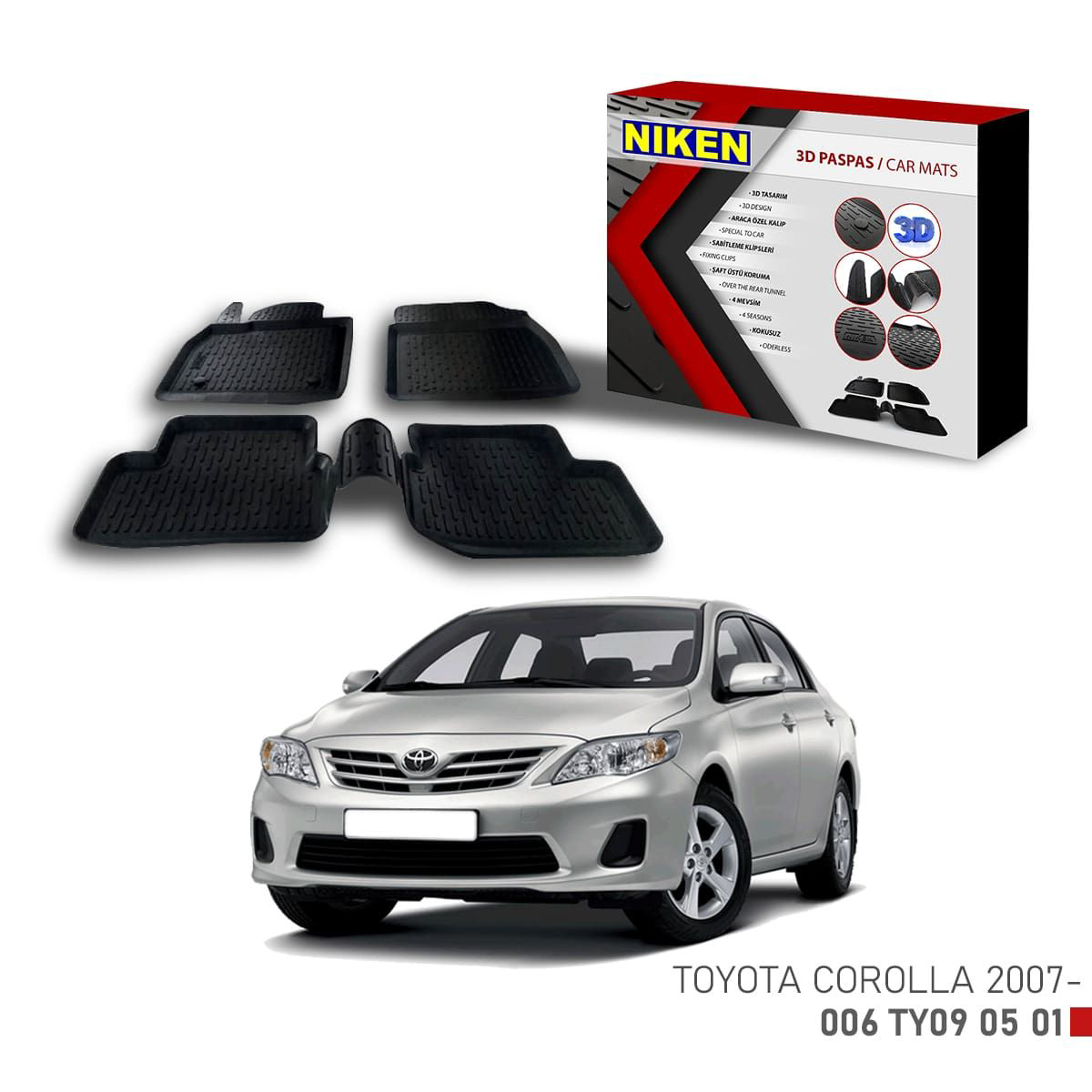 Toyota Corolla -2007 için Uyumlu 3D Paspas