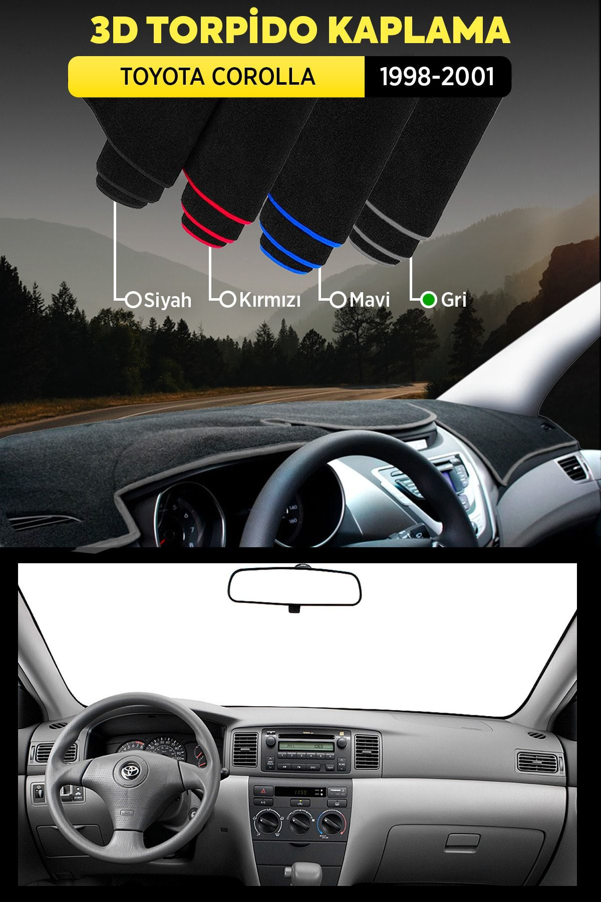 Toyota Corolla (2000-2006) 3d Torpido Koruma Kılıfı - Ön Göğüs Ka