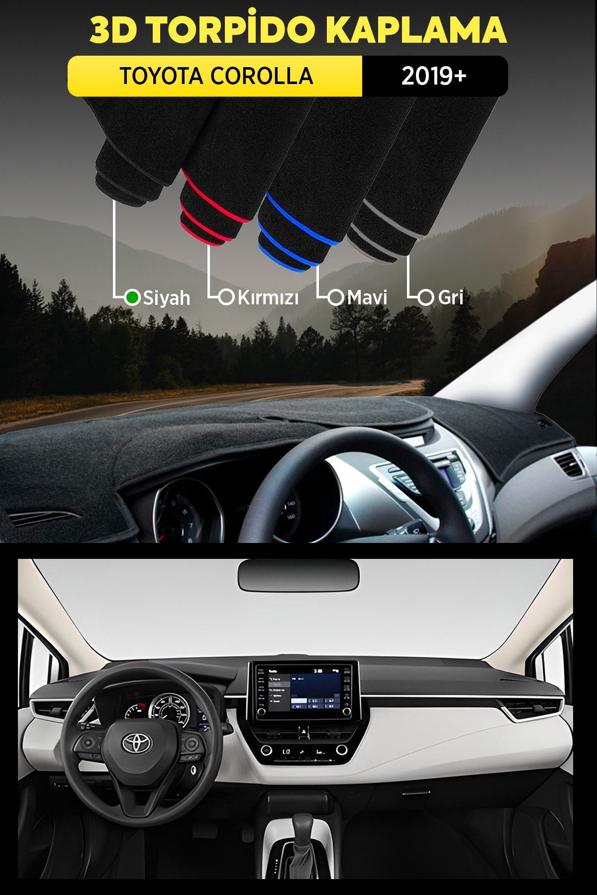 Toyota Corolla (2019-2022) 3d Torpido Koruma Kılıfı - Ön Göğüs Ka