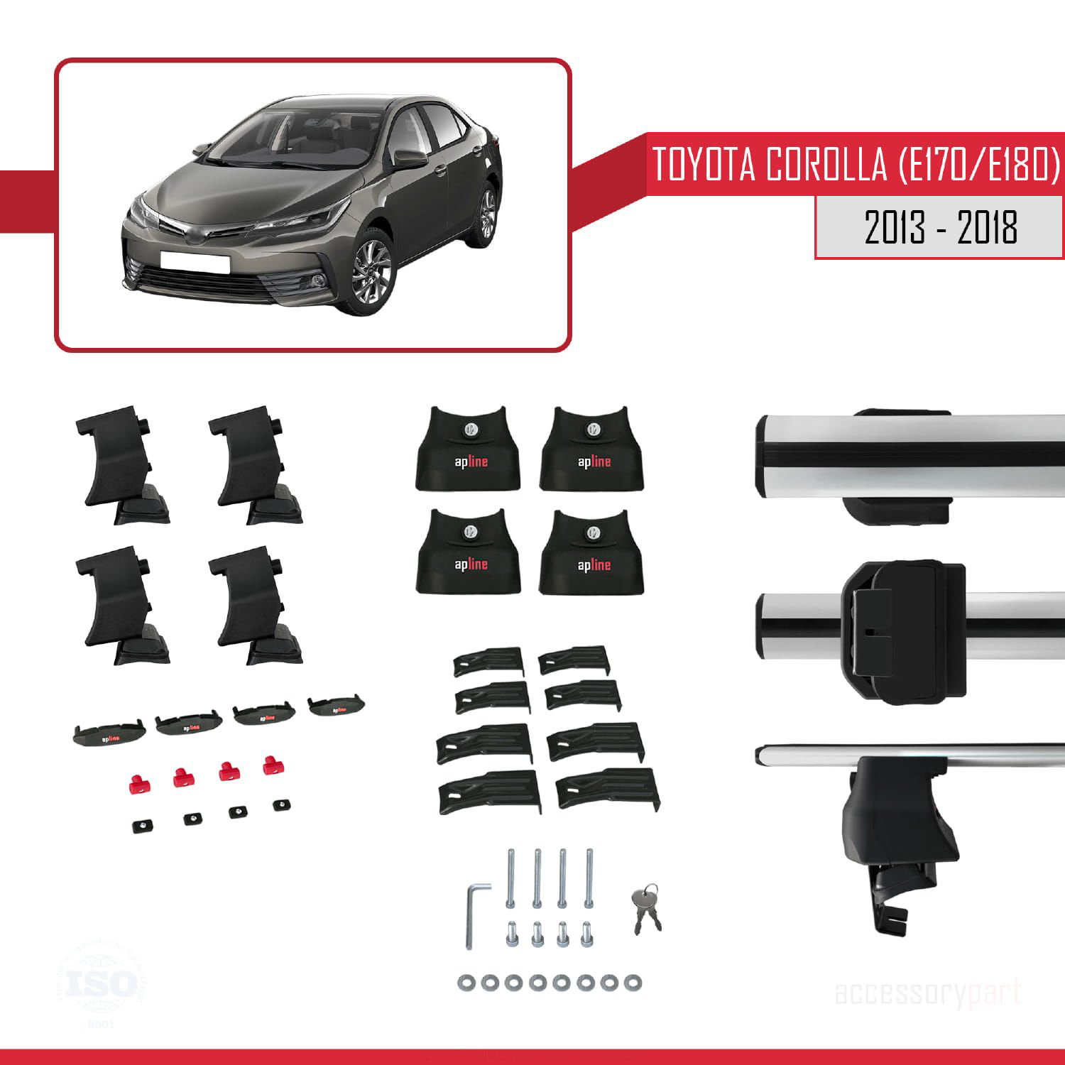 Toyota Corolla 2012-2018 Arası ile uyumlu ACE-4 Ara Atkı Tavan Ba