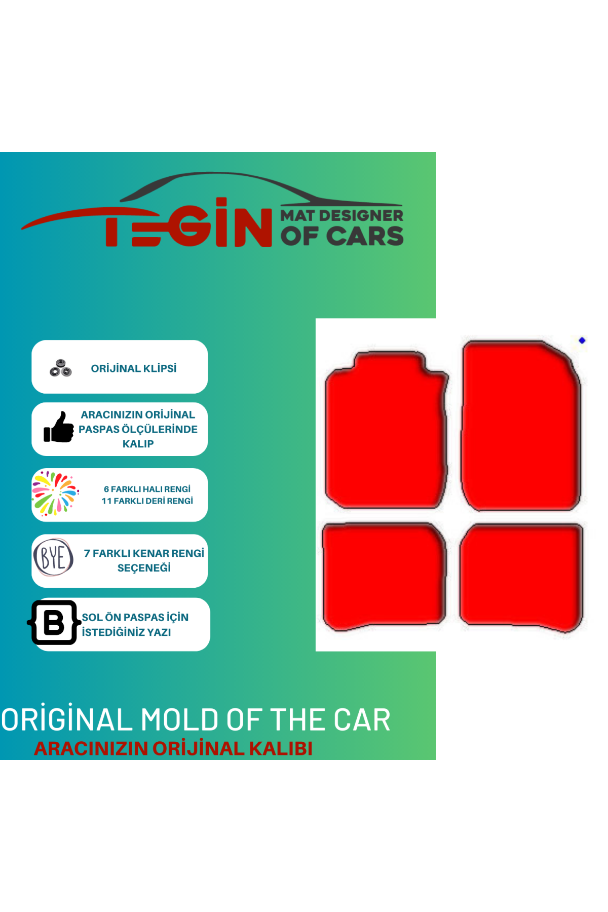 Toyota Corolla 1998-2002 Prime Siyah Halı Kırmızı Kenar Halı Pasp