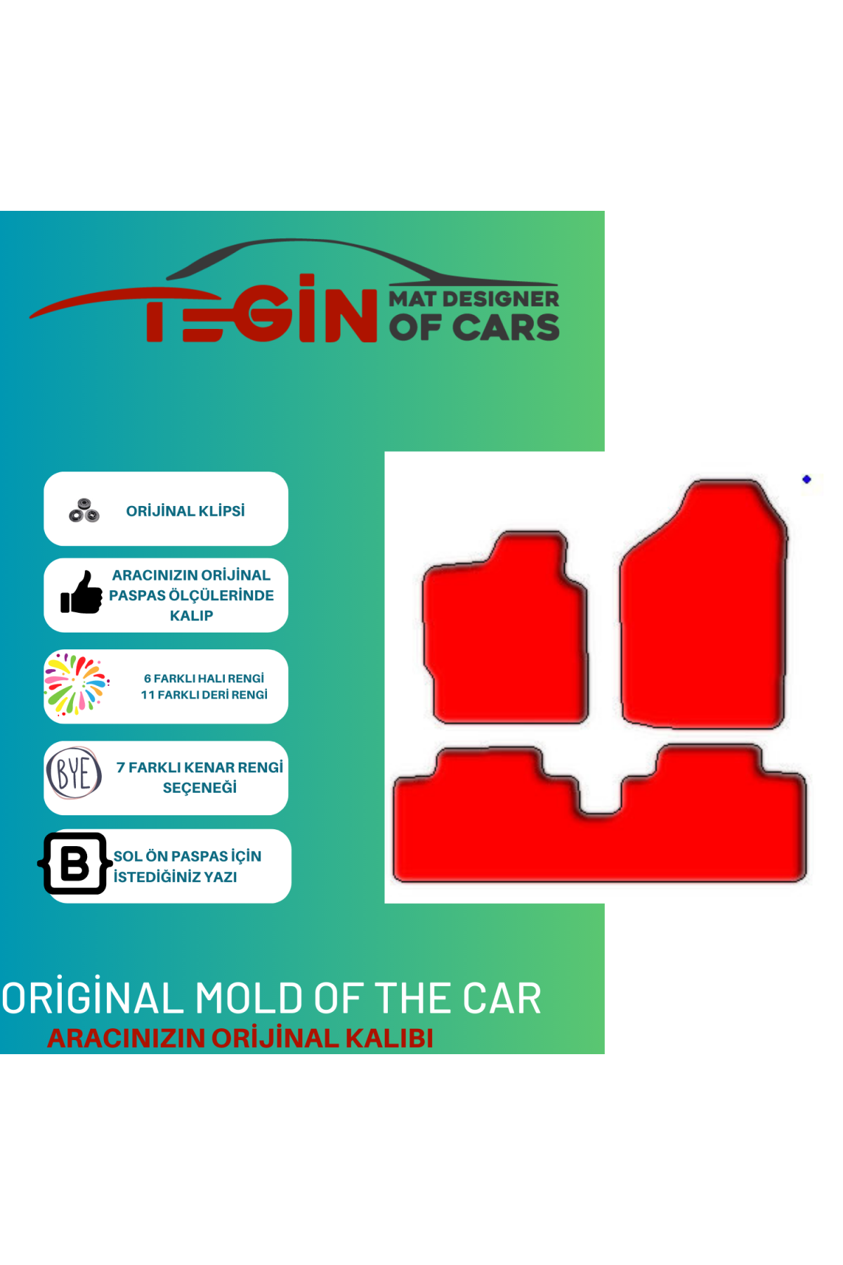 Toyota Corolla Verso 2004-2009 Prime Siyah Halı Kırmızı Kenar Hal