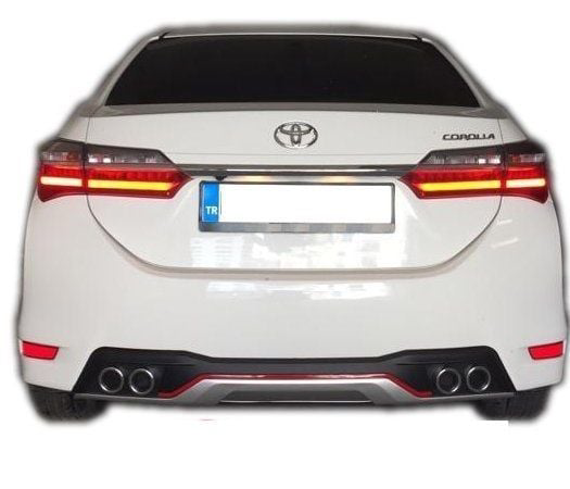Toyota Corolla Uyumlu Difüzör Egsoz Görünümlü Kırmızı Şeridli Par