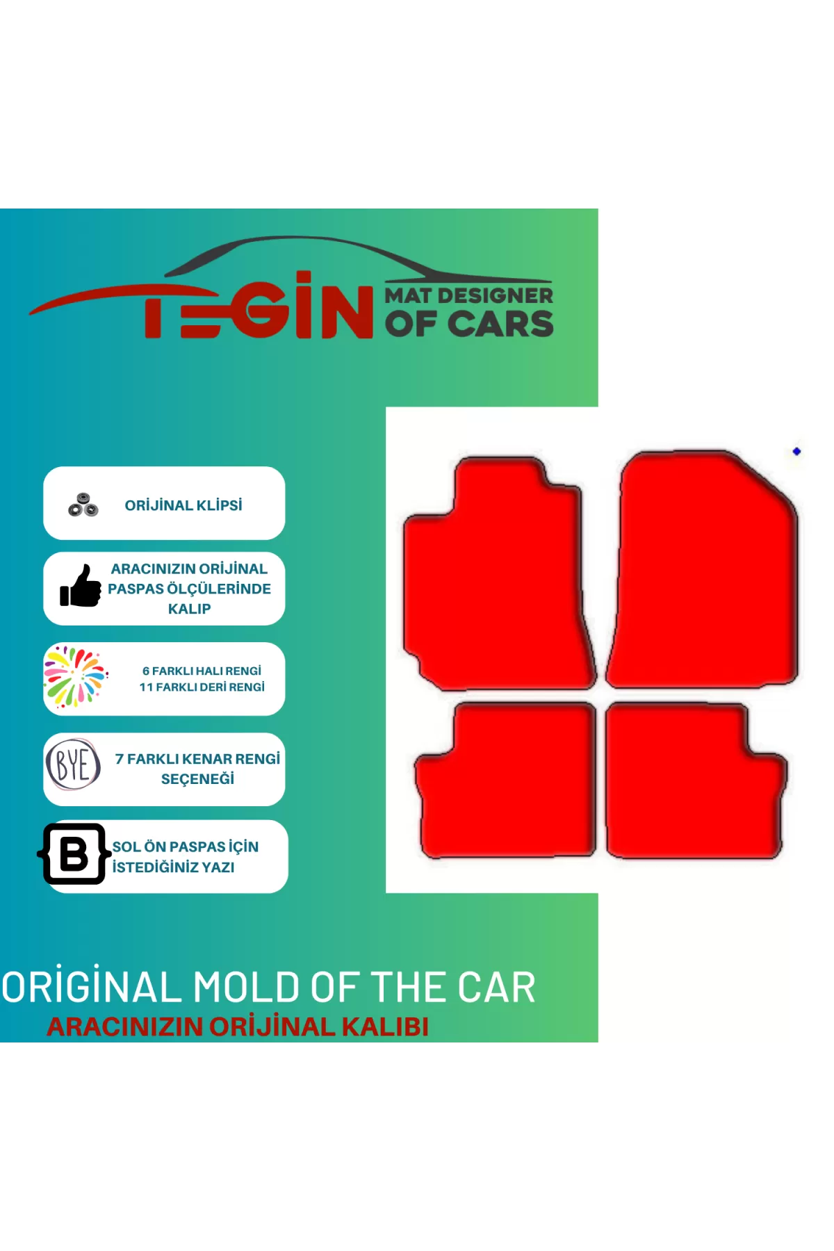 Toyota Corolla 2000-2007 Hatchback Prime Gri Halı Sarı Kenar Halı