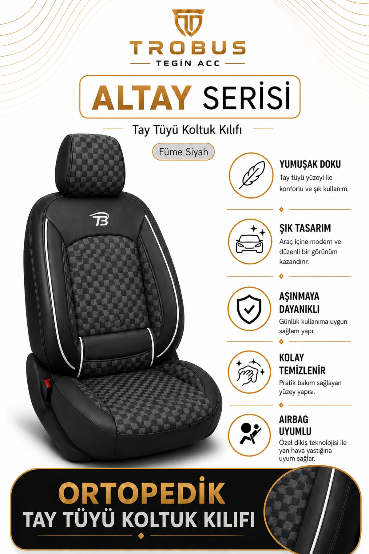 Toyota Corolla Efsane Kasa 1993-1998 Uyumlu Altay Bel Destekli Tay Tüyü Siyah Beyaz Koltuk Kılıfı Fiyatı, Yorumları ve Özellikleri