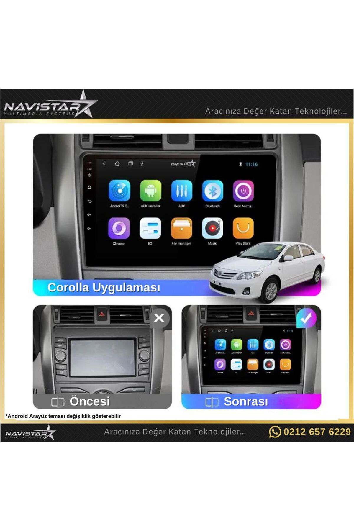 Toyota Corolla Kablosuz Carplay 2 64gb Android 13 Navigasyon Mult