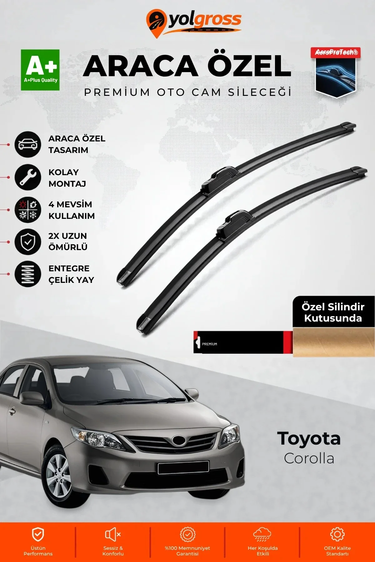 Toyota Corolla Ön Cam Silecek Seti 2006-2012 Premium Araca Özel 65-35 Cm A+ Kalite Toyota Corolla Ön Cam Silecek Seti 2006-2012 Premium Araca Özel 65-35 Cm A+ Kalite