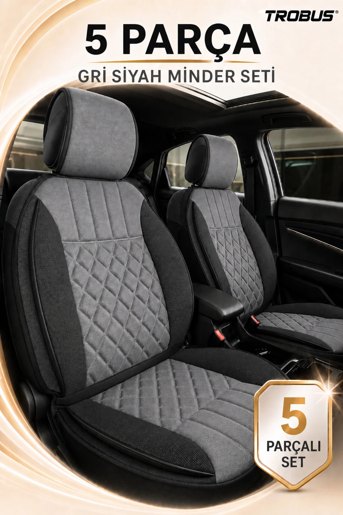 Toyota Corolla Sedan 2000-2001 Zerafet 5 Parça Ortopedik Koltuk Minderi Kaymaz Taban Gri Siyah Fiyatı, Yorumları ve Özellikleri
