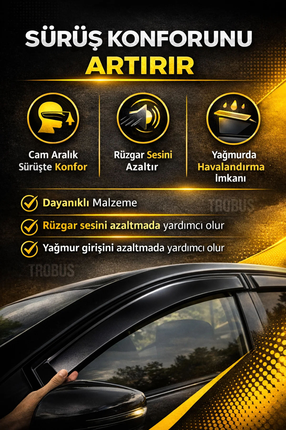 Toyota Corolla Sedan 1993-1999 Manuel Cam Rüzgarlığı 4'lü