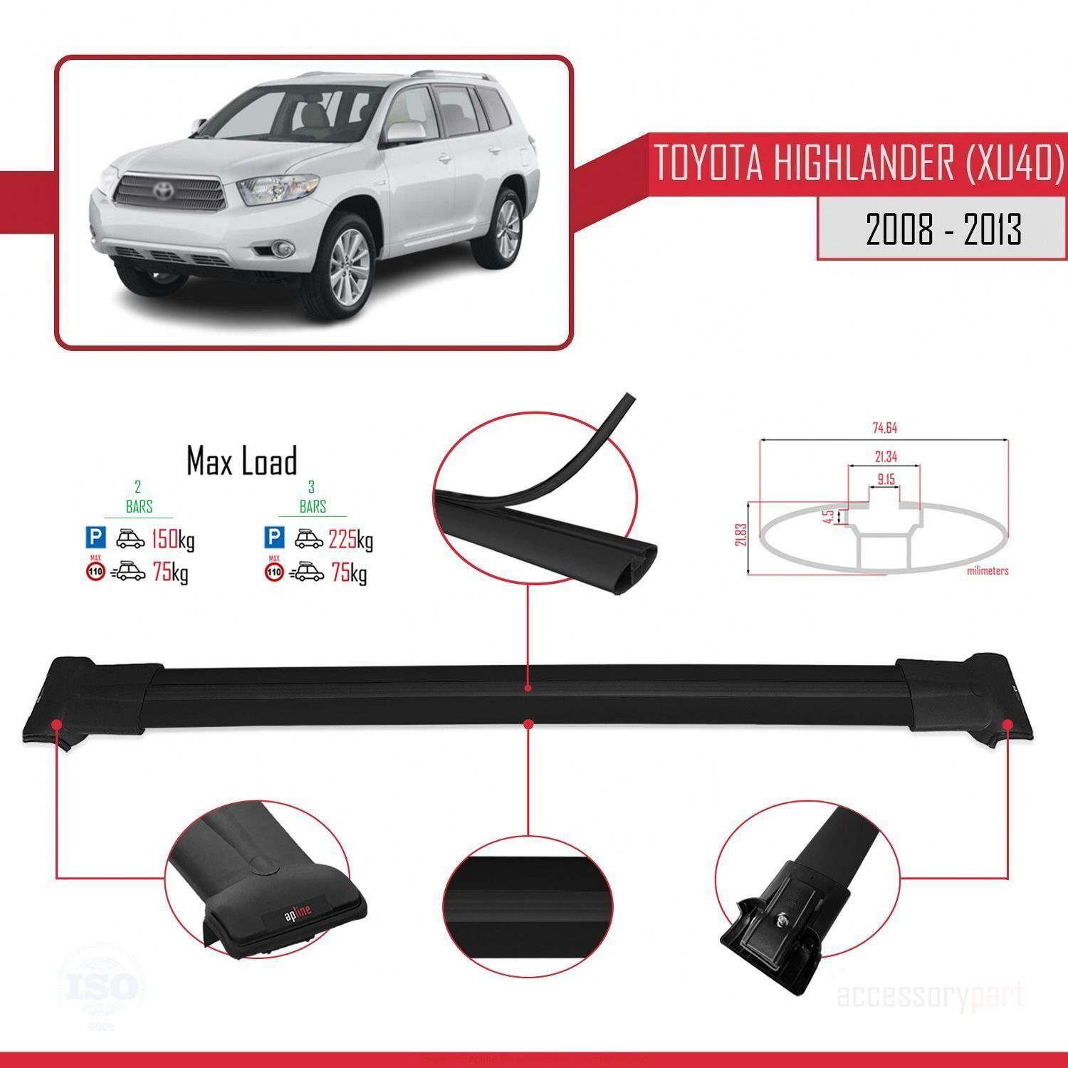 Toyota Highlander (XU40) 2008-2013 Arası ile Uyumlu FLY Model Ara