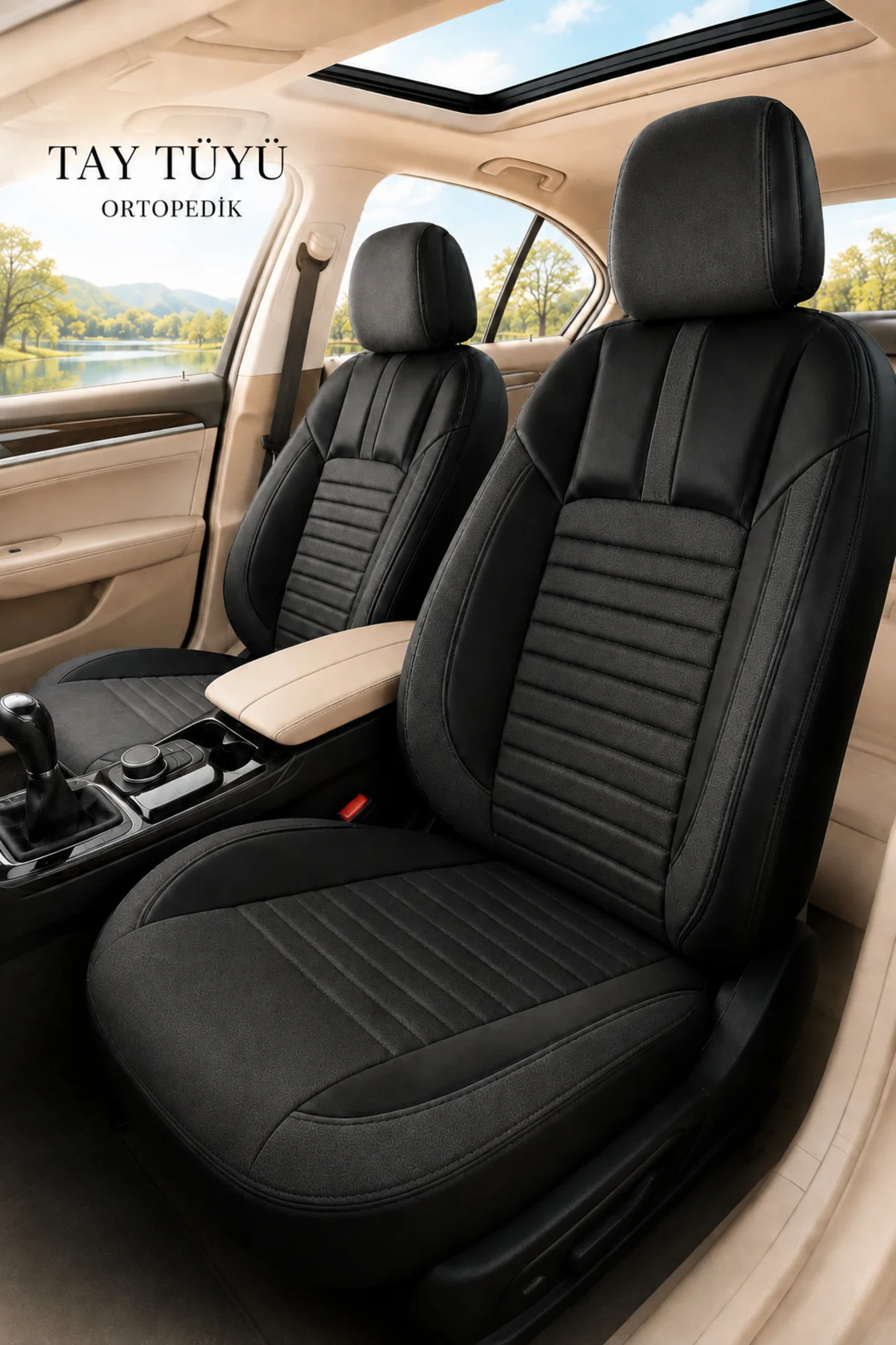 Toyota Hilüx 2006-2014 Uyumlu İnci Serisi Tay Tüyü Siyah Premium Koltuk Kılıfı
