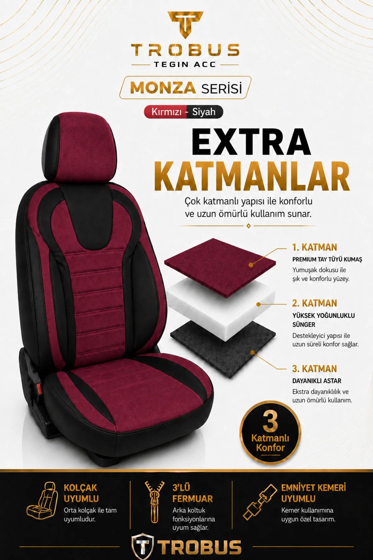 Toyota Hilüx 2006-2014 Uyumlu Monza Serisi Tay Tüyü Oto Koltuk Kılıfı Bordo Siyah Fiyatı, Yorumları ve Özellikleri