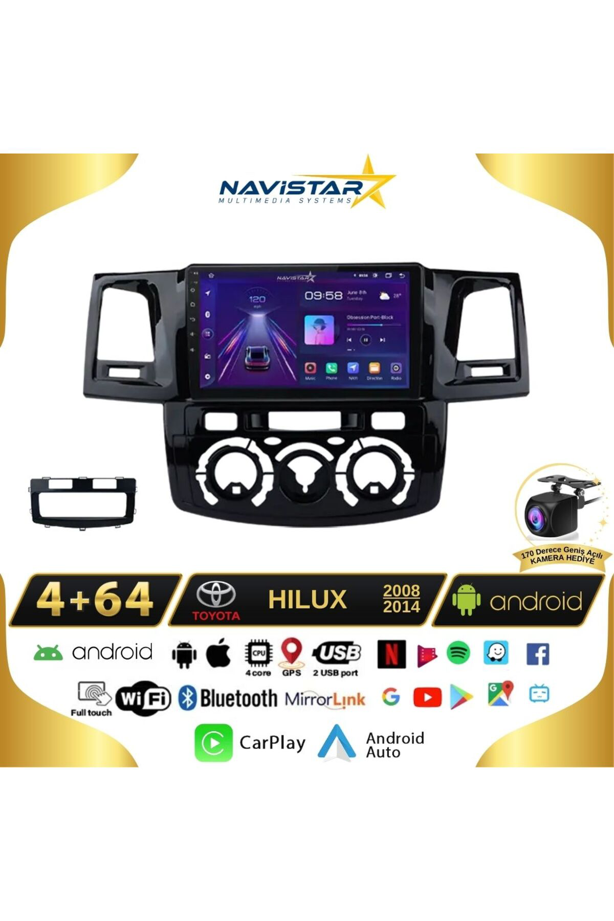 Toyota Hilux 2008-2014 Model 4gb 64gb Android 13 Kablosuz Carplay Toyota Hilux 2008-2014 Model 4gb 64gb Android 13 Kablosuz Carplay