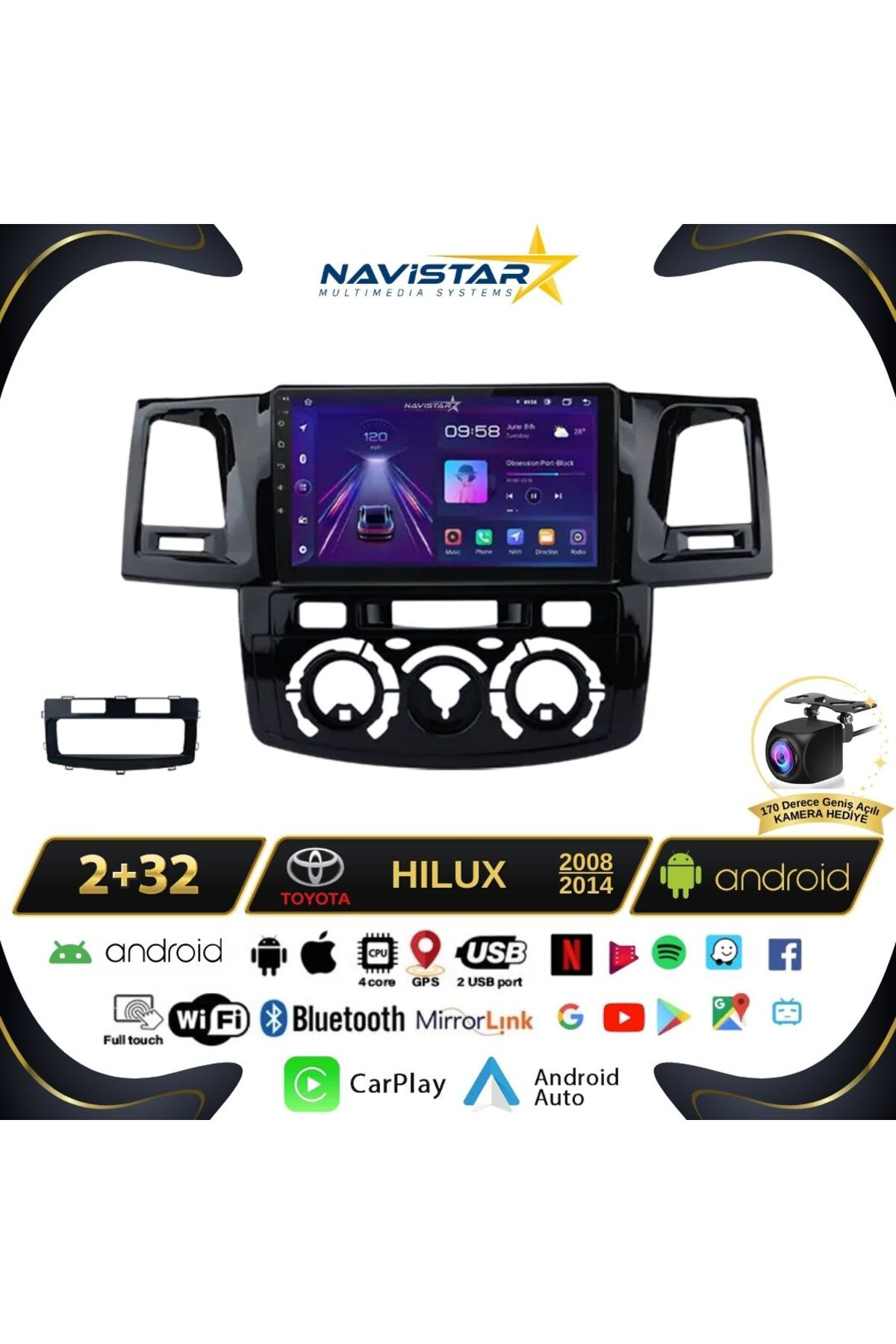 Toyota Hilux 2008-2014 Model 2 64gb Android 13 Kablosuz Carplay N Toyota Hilux 2008-2014 Model 2 64gb Android 13 Kablosuz Carplay N