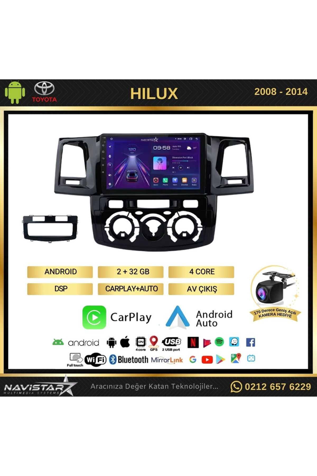 Toyota Hilux 2008-2014 Model 2 64gb Android 13 Kablosuz Carplay N Toyota Hilux 2008-2014 Model 2 64gb Android 13 Kablosuz Carplay N