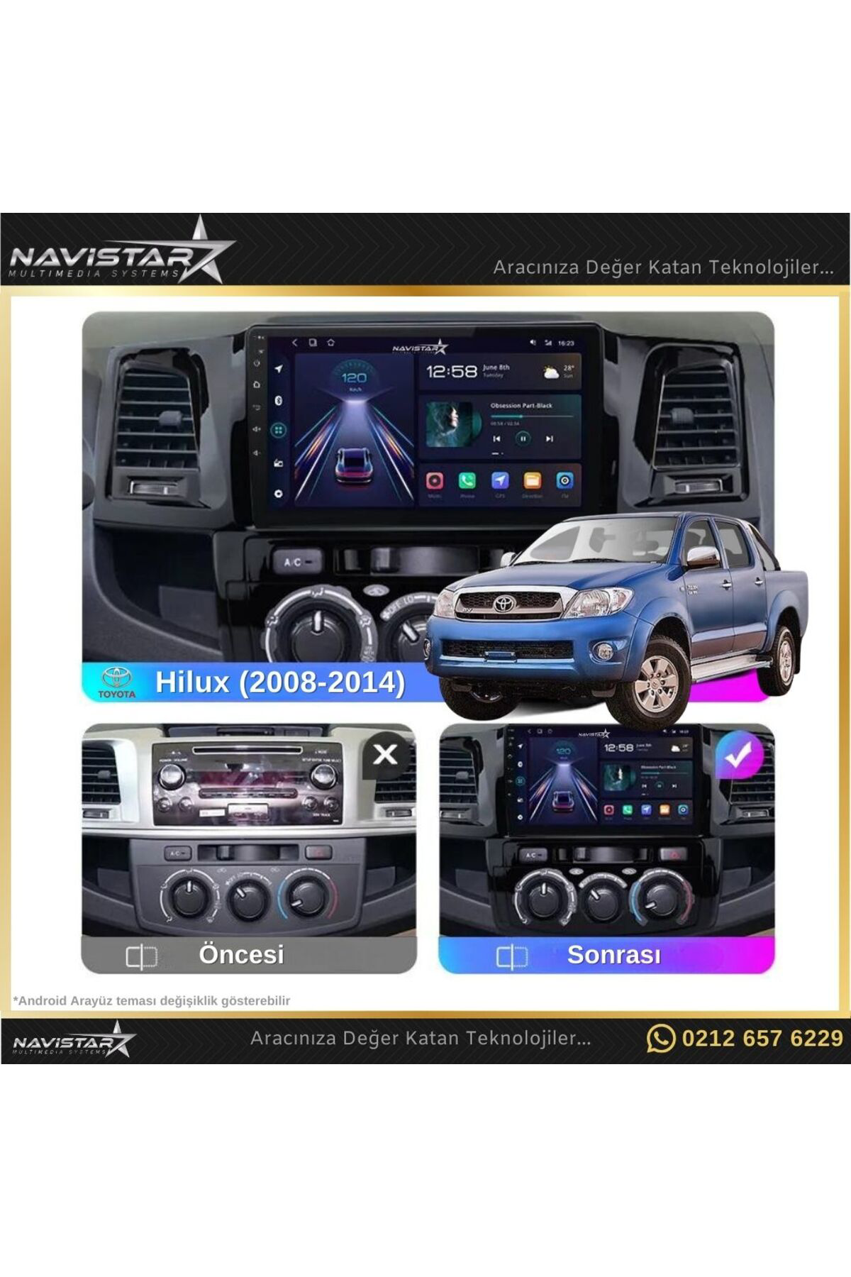Toyota Hilux 2008-2014 Model 4gb 64gb Android 13 Kablosuz Carplay Toyota Hilux 2008-2014 Model 4gb 64gb Android 13 Kablosuz Carplay