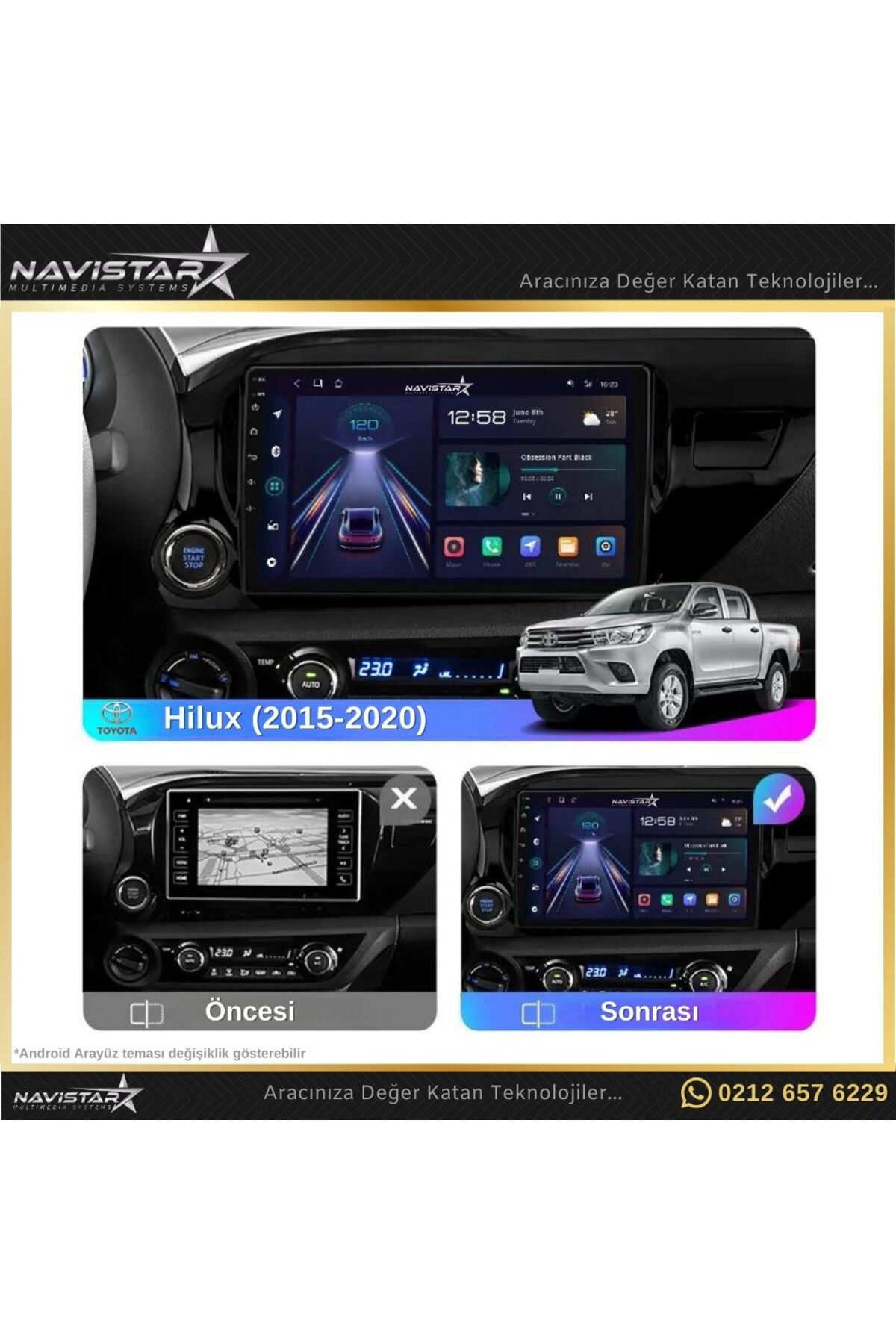 Toyota Hilux 2015-2020 Model 4gb 64gb Android 13 Kablosuz Carplay