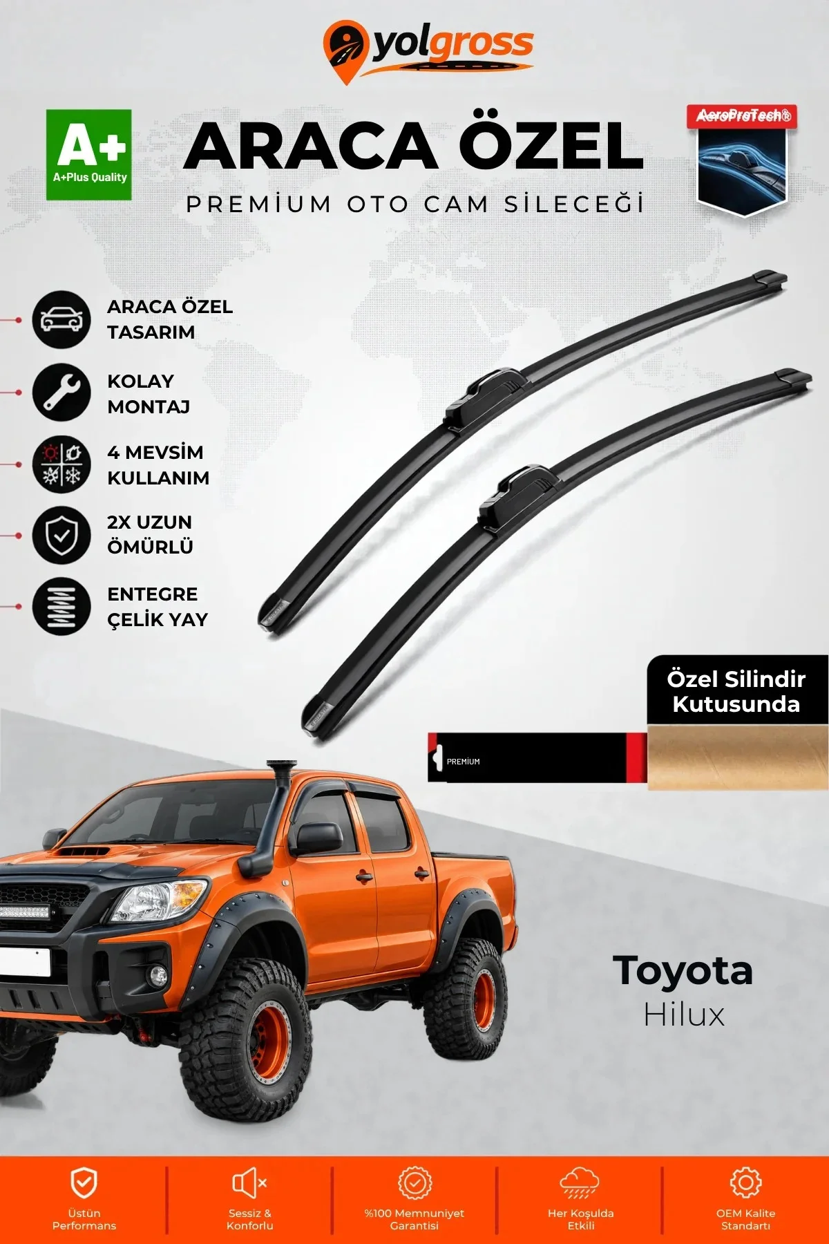 Toyota Hilux Ön Cam Silecek Seti 2006-2015 Premium Araca Özel 53-48 Cm A+ Kalite