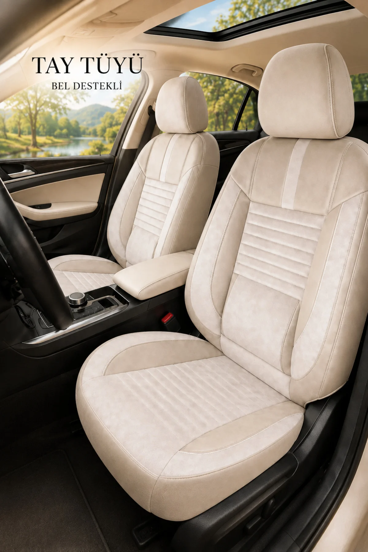 Toyota Hilux Revo/N80 Çift Kabin 2016-2019 Uyumlu Apex Serisi Tay Tüyü Oto Koltuk Kılıfı Bej