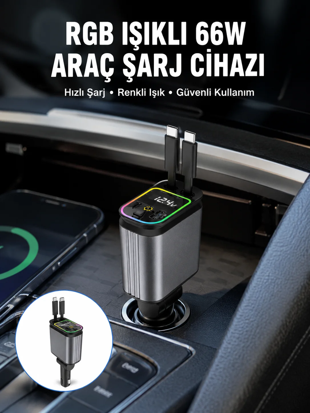 Toyota, Honda, Nissan, Hyundai Araçlar için Çoklu Port Araç Şarj Cihazı Yeni Nesil