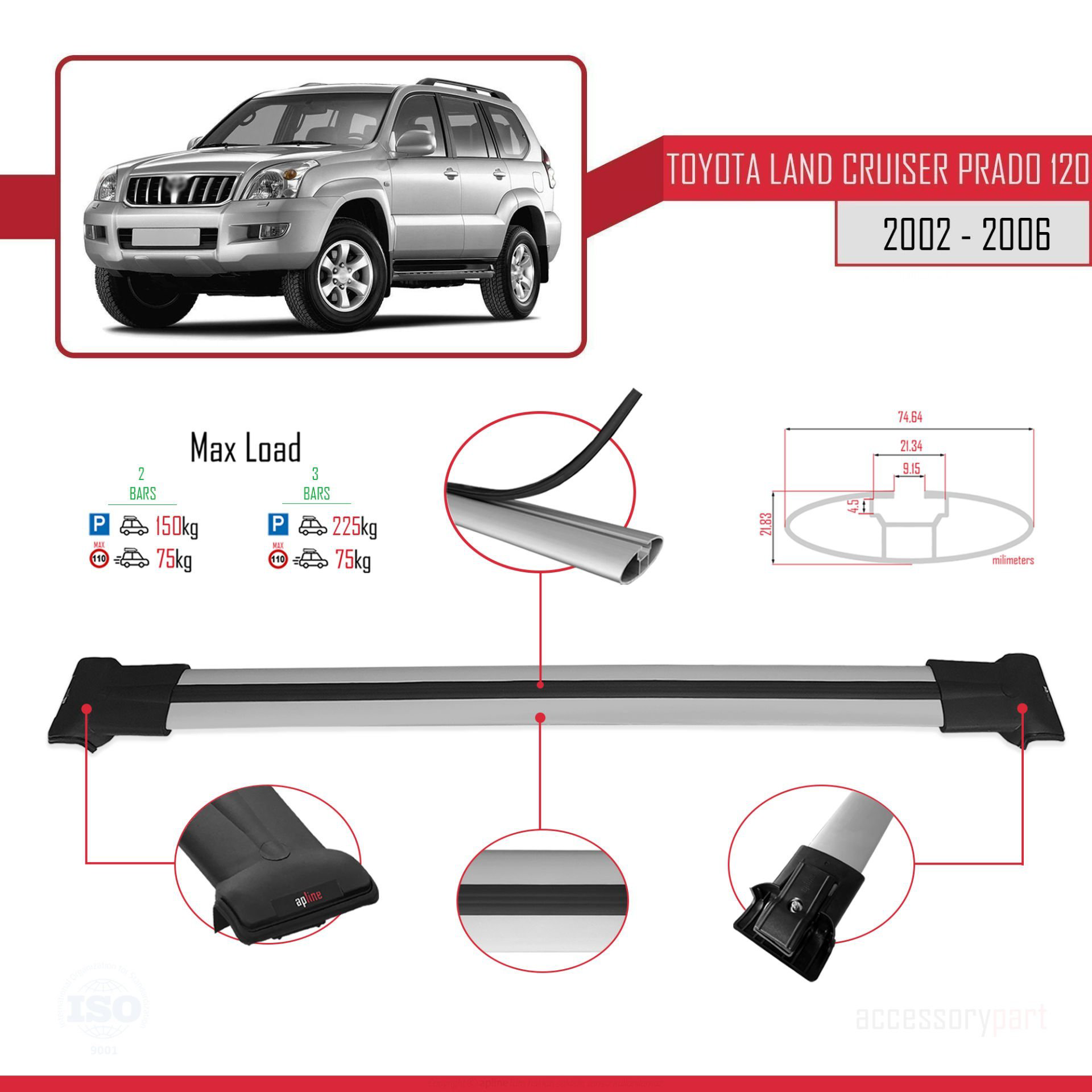 Toyota Land Cruiser Prado (J120) 2002-2006 Arası ile uyumlu FLY M