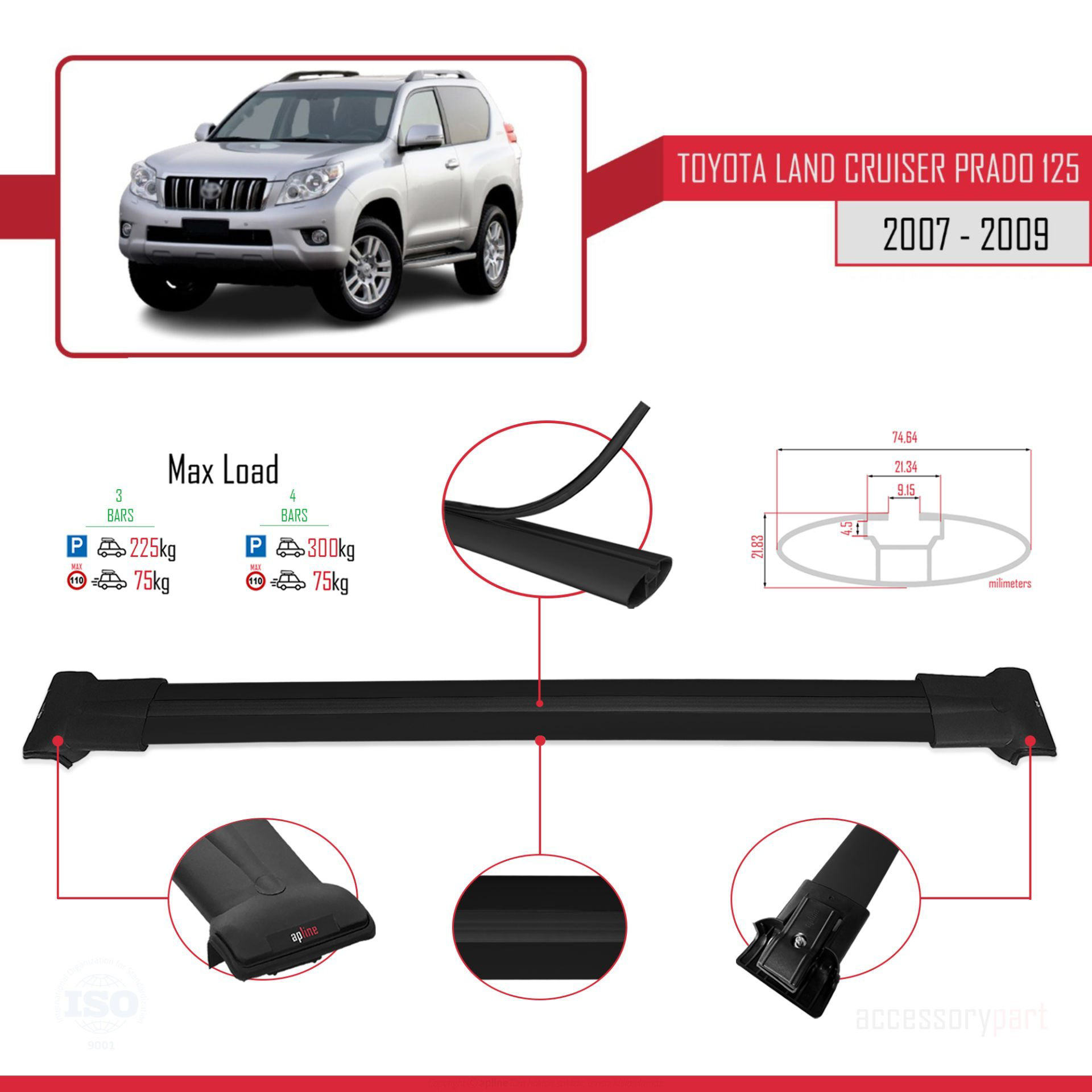 Toyota Land Cruiser Prado (J125) 2007-2009 Arası ile Uyumlu FLY M