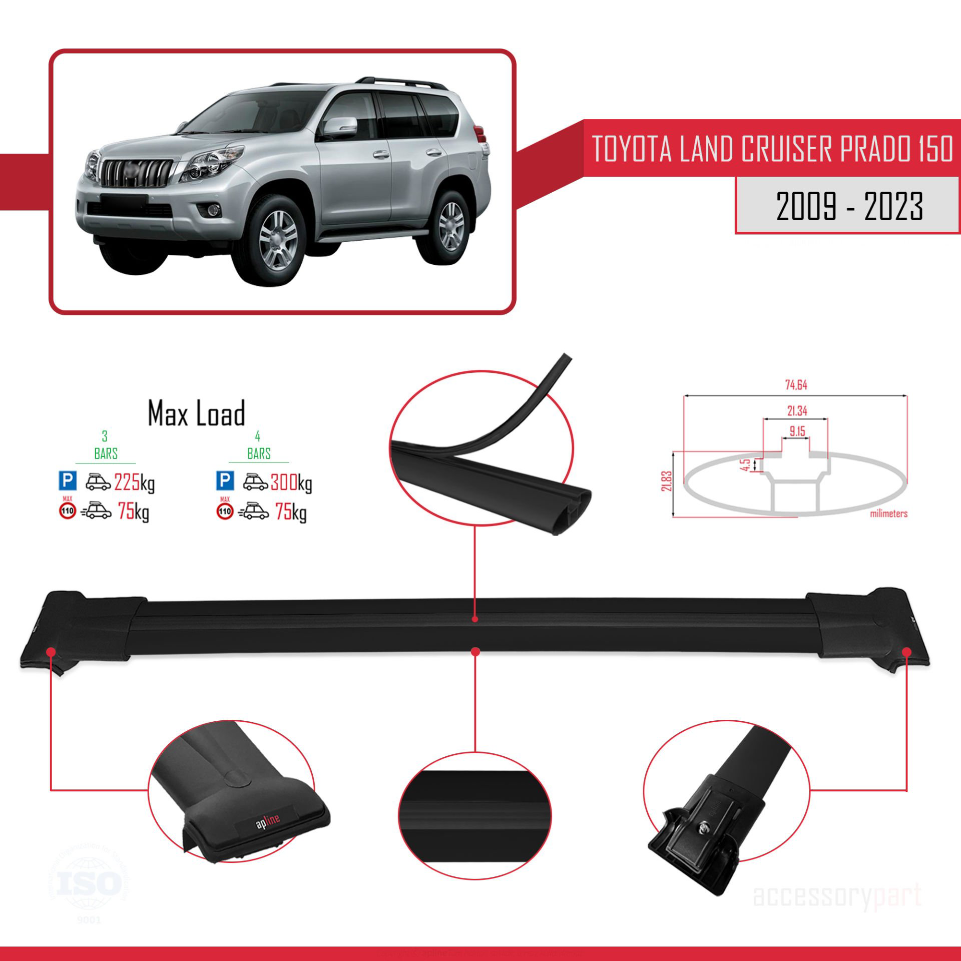 Toyota Land Cruiser Prado (J150) 2009-2023 Arası ile Uyumlu FLY M