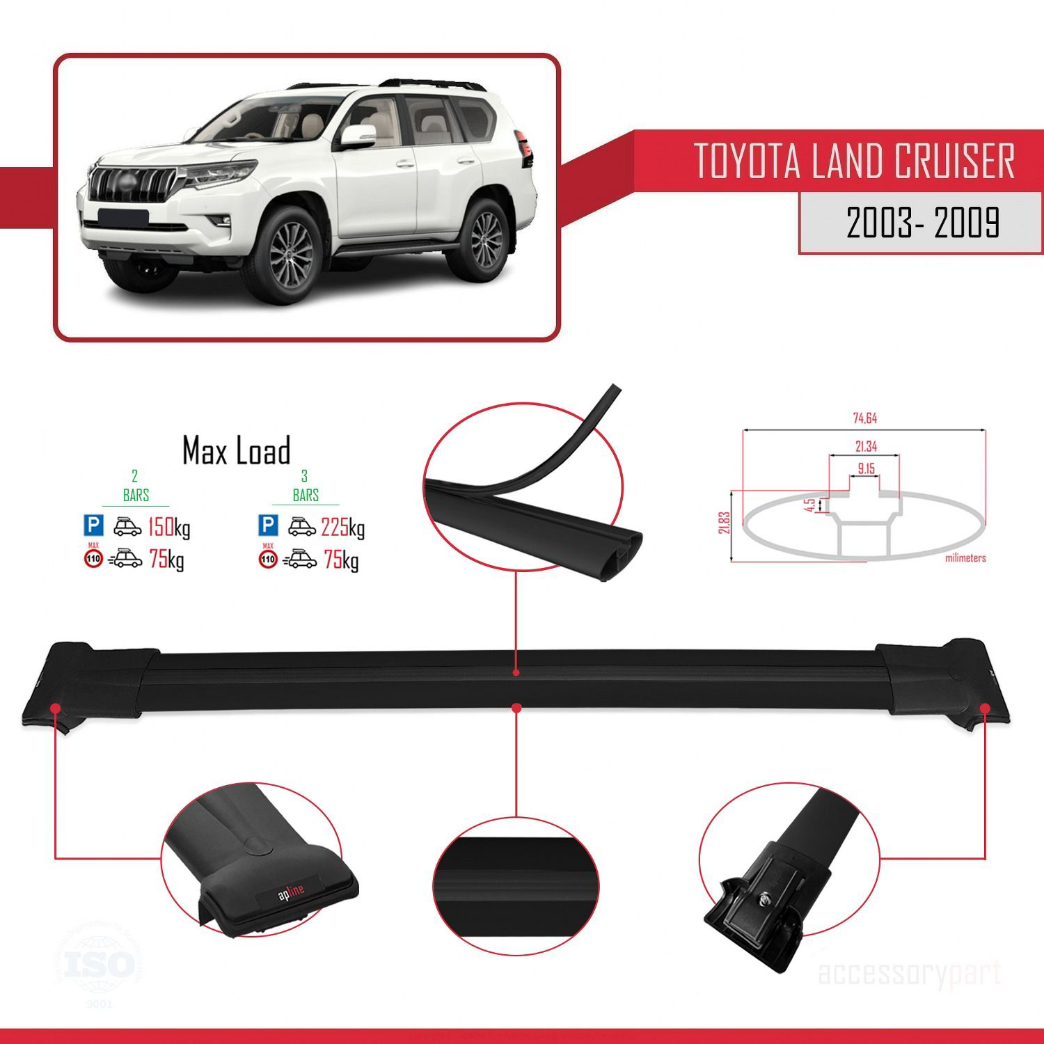 Toyota Land Cruiser 2003-2009 Arası ile uyumlu FLY Model Ara Atkı