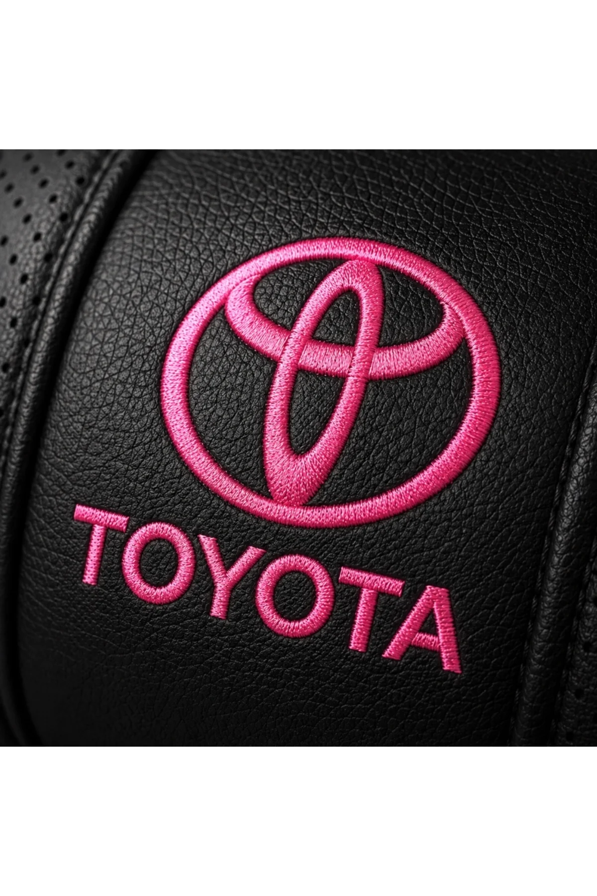 Toyota Pink Serisi 2’li Boyun Yastığı + 2’li Emniyet Kemer Pedi Seti Siyah Pembe Nakışlı - Görsel 2