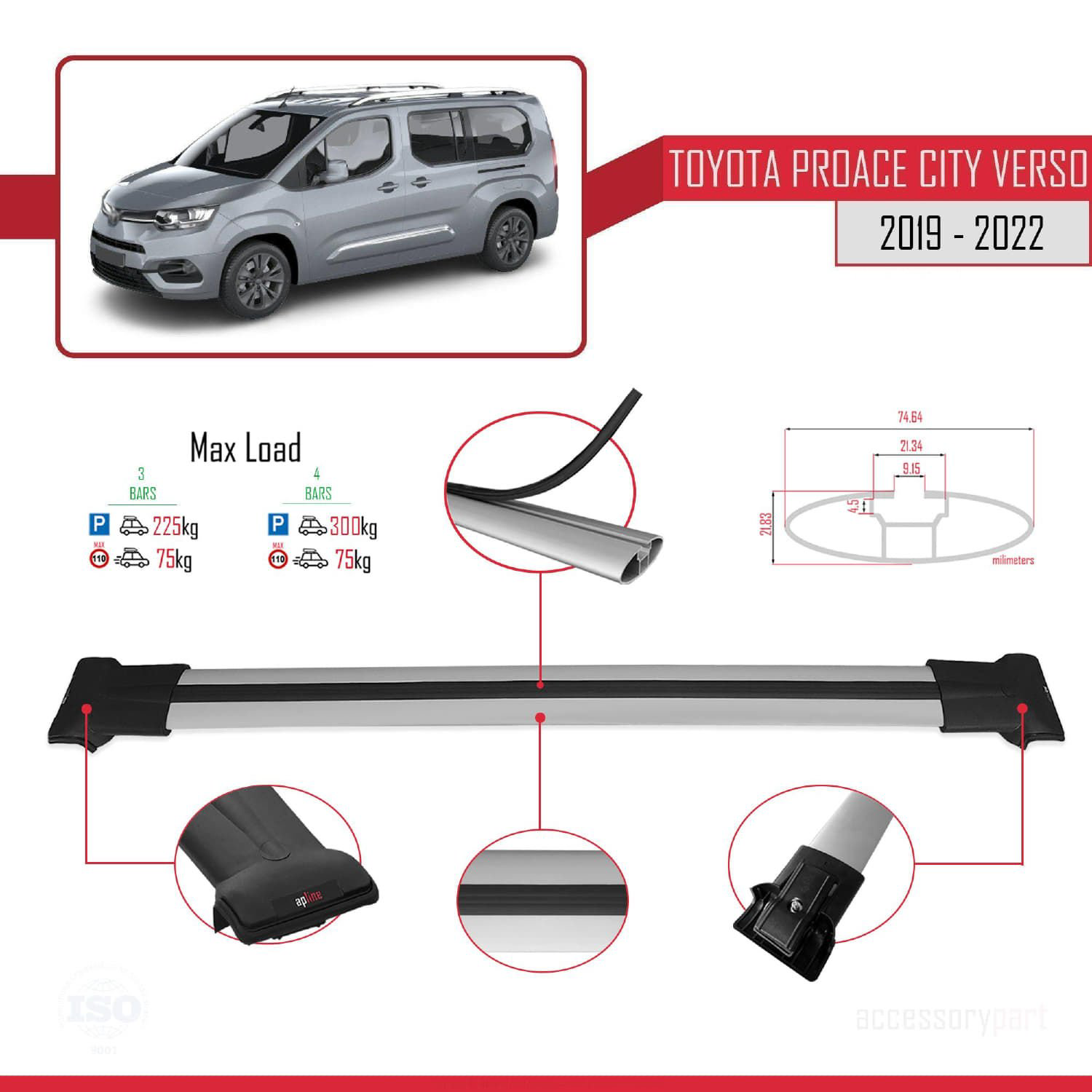 Toyota Proace City Verso 2019-2022 Arası ile uyumlu FLY Model Ara