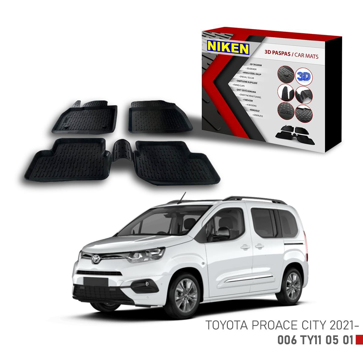Toyota Proace City için Uyumlu -2021 3D Paspas