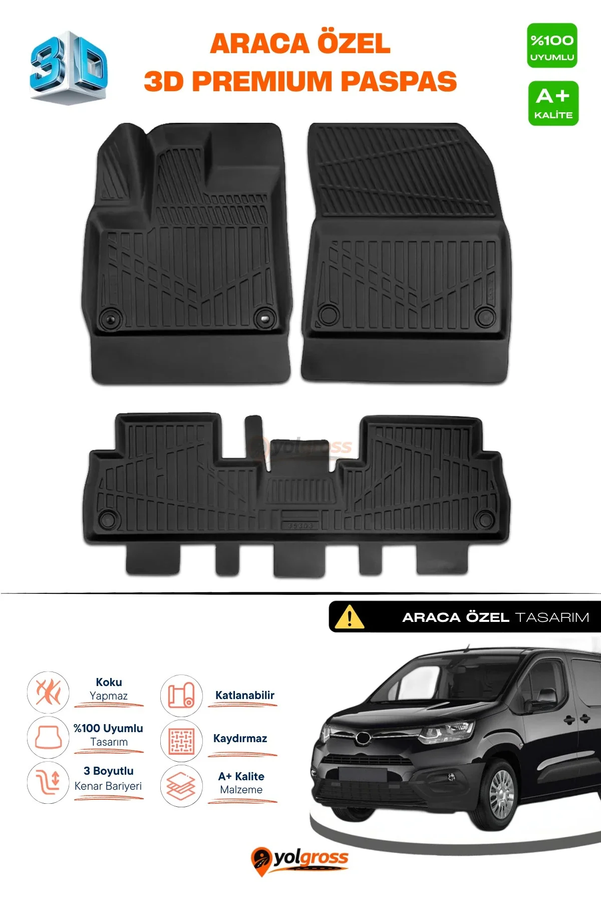 Toyota Proace City 3D Pro Havuzlu Paspas 2018 Üzeri A+ Kalite