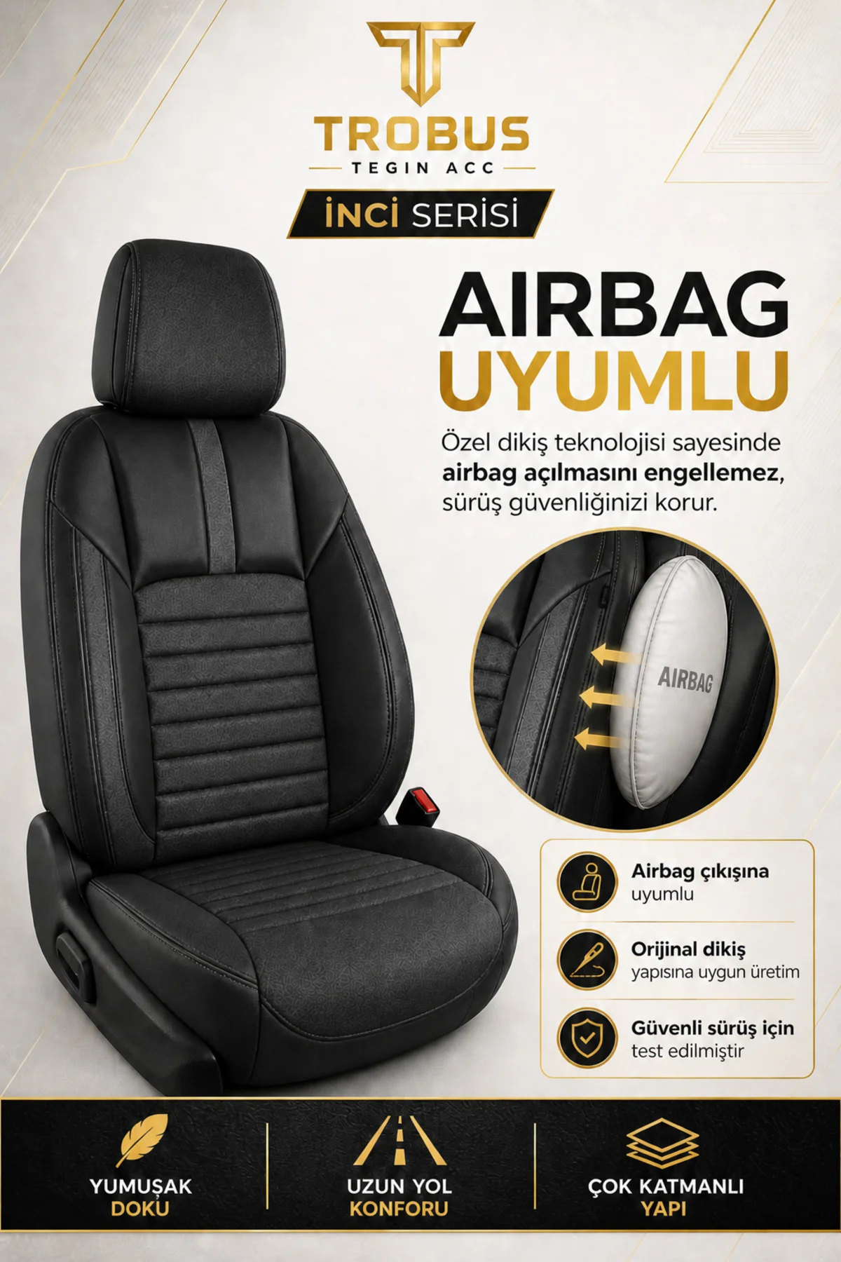 Toyota RAV4 2006+ Uyumlu İnci Serisi Tay Tüyü Siyah Premium Koltuk Kılıfı