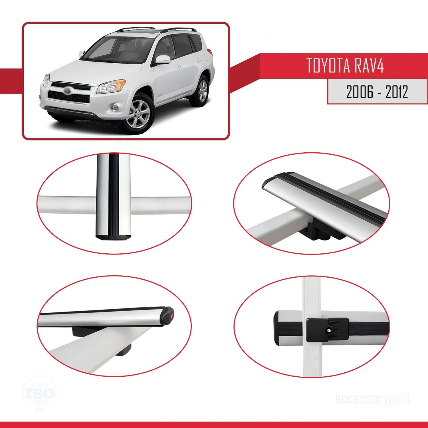 Toyota RAV4 2006-2012 Arası ile uyumlu Basic Model Ara Atkı Tavan