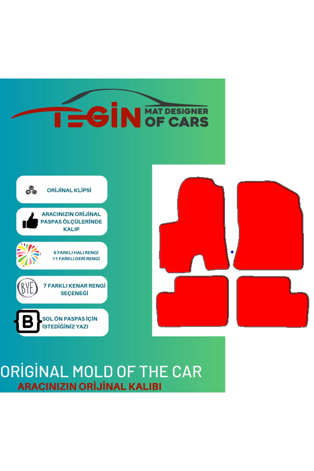 Toyota Rav4 2000-2005 Prime Sarı Halı Kırmızı Kenar Halı Paspas