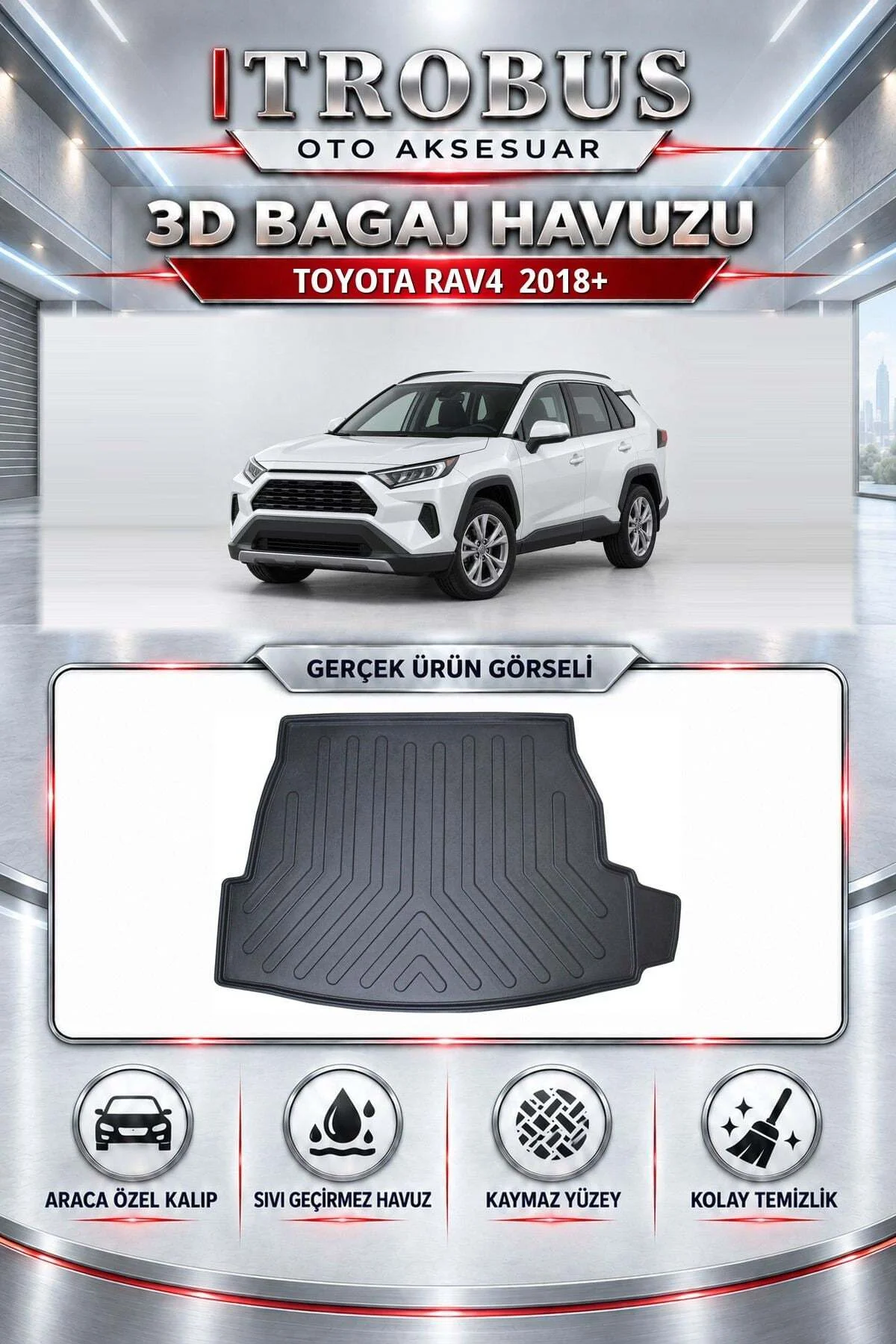 Toyota Rav4 2018 Sonrası Araca Özel 3D Bagaj Havuzu Toyota Rav4 2018 Sonrası Araca Özel 3D Bagaj Havuzu