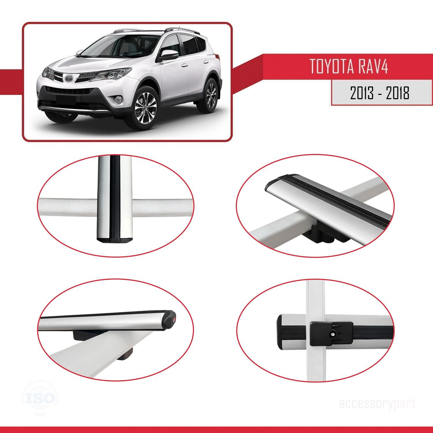 Toyota RAV4 2013-2018 Arası ile uyumlu Basic Model Ara Atkı Tavan