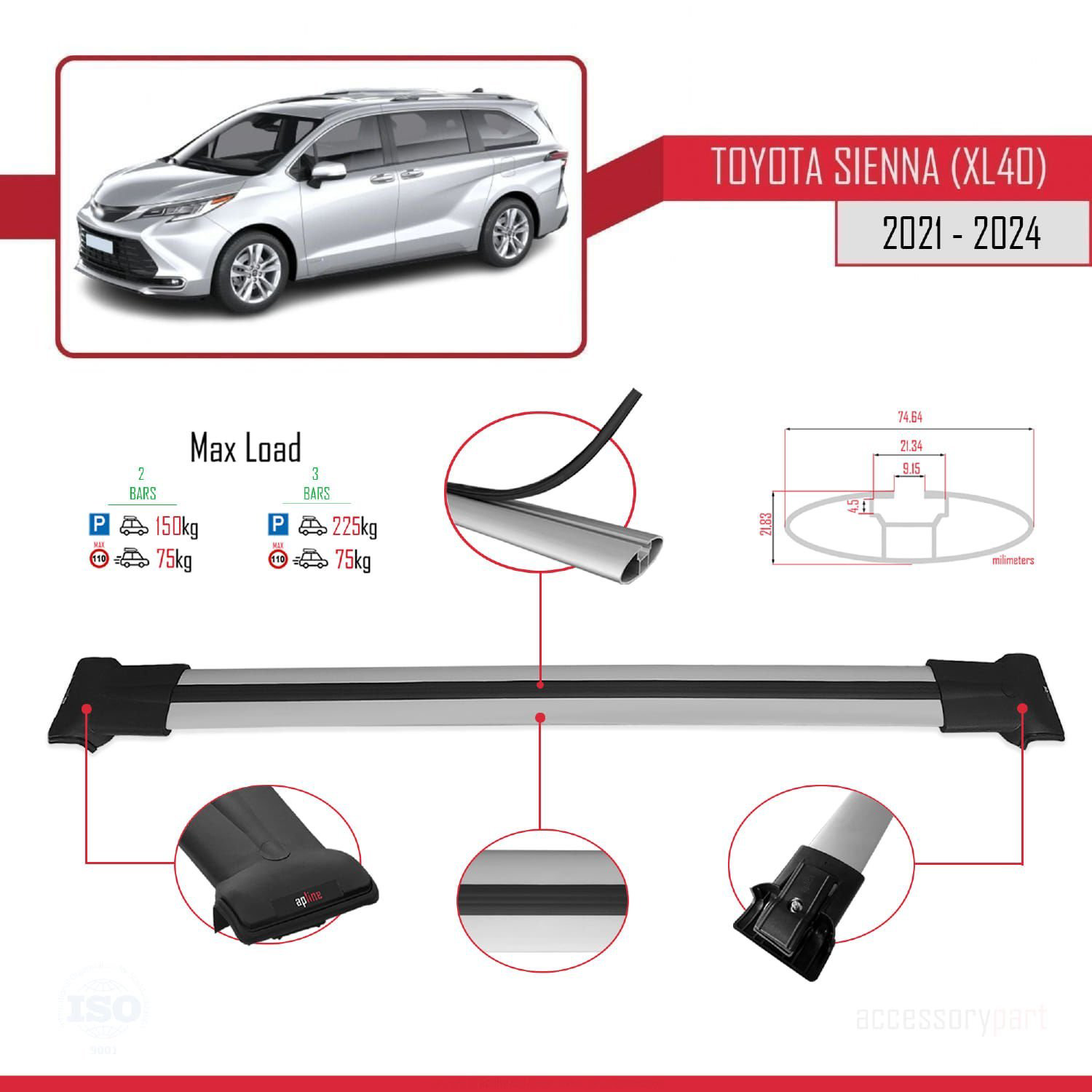 Toyota Sienna (XL40) 2021 ve Sonrası ile Uyumlu FLY Model Ara Atk