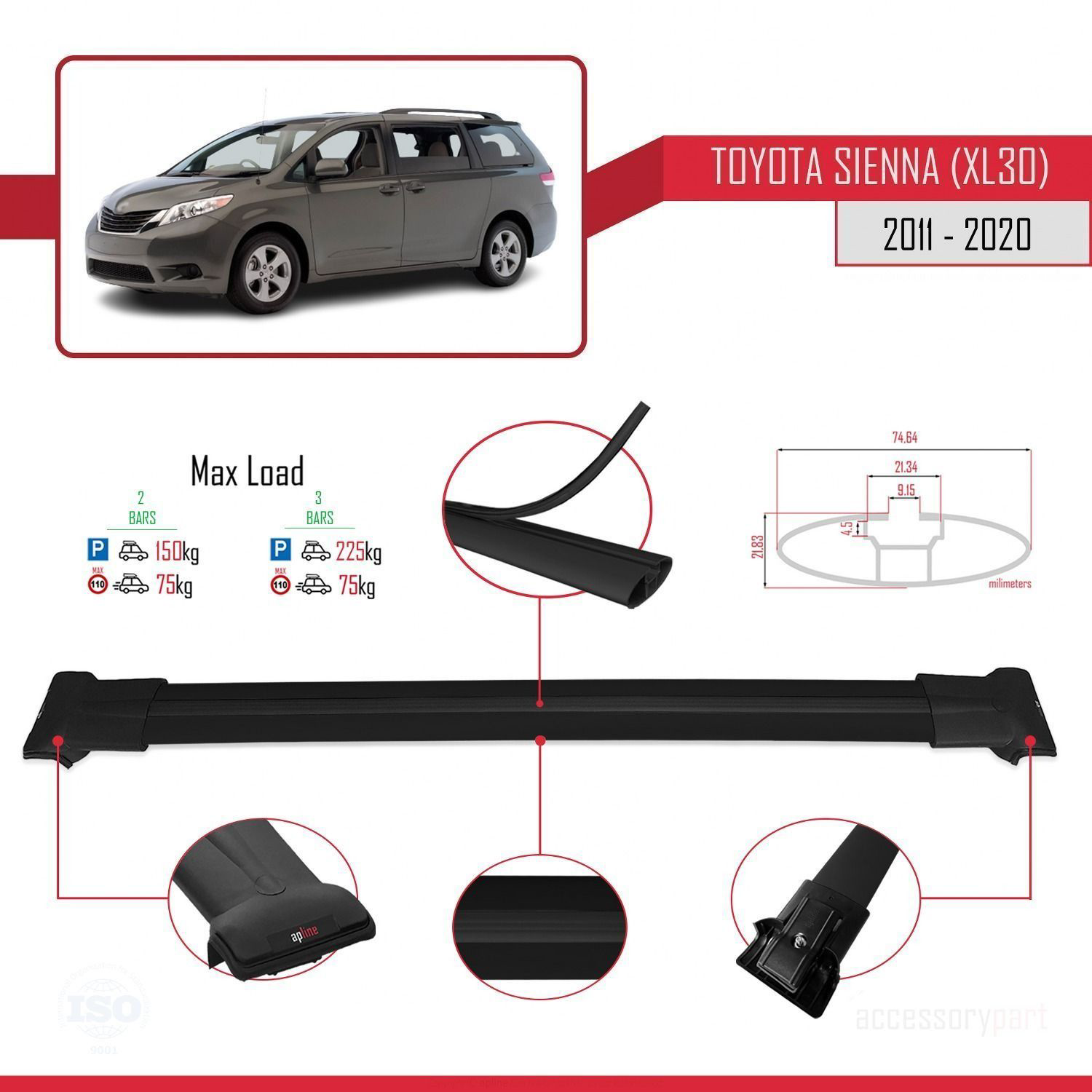 Toyota Sienna (XL30) 2011-2020 Arası ile Uyumlu FLY Model Ara Atk