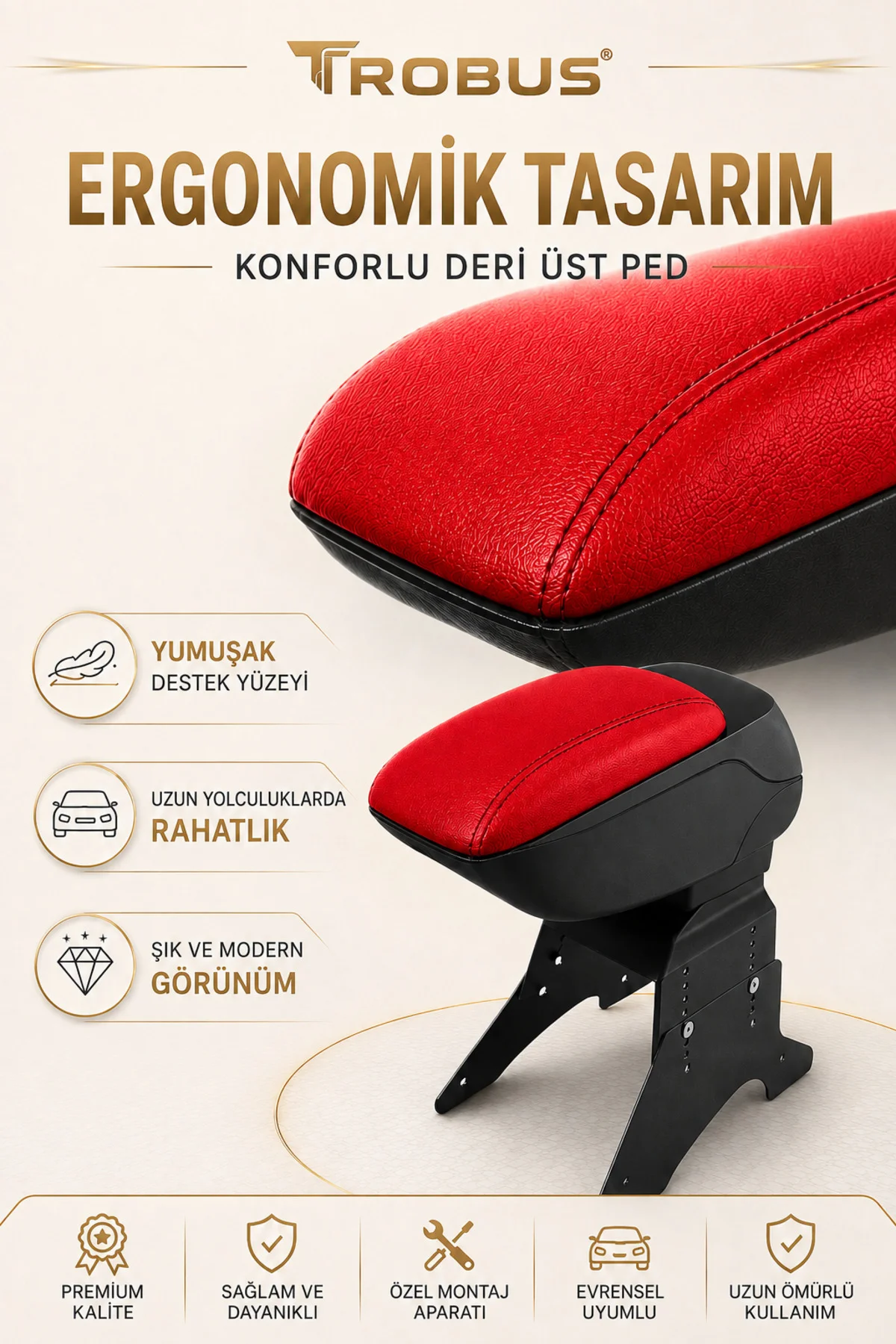 Toyota Starlet 1990-1999 Uyumlu Kırmızı Ayaklı Sürgülü Kolçak Ayarlanabilir Yükseklikli Fiyatı, Yorumları ve Özellikleri