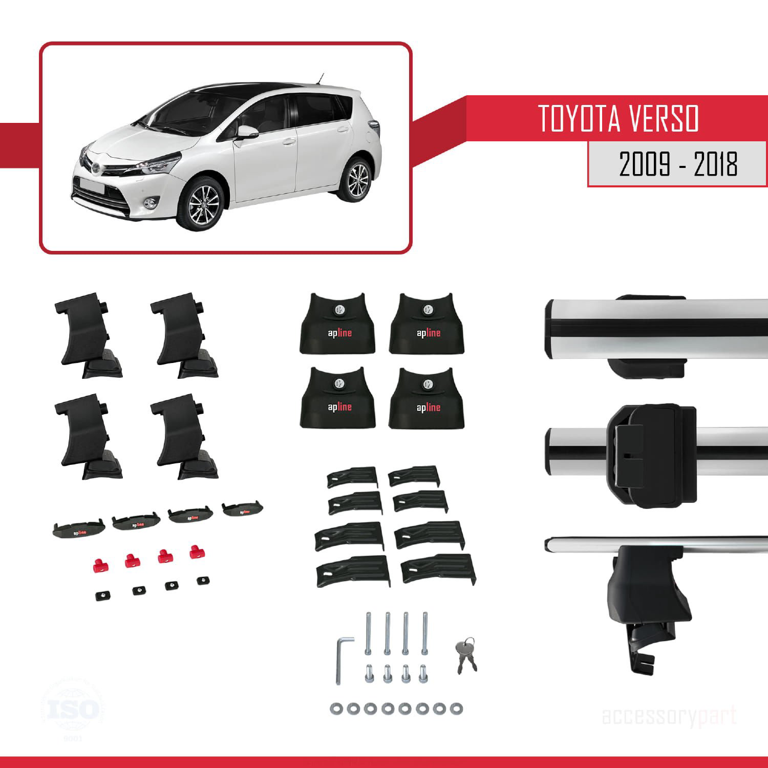 Toyota Verso 2009-2018 Arası ile uyumlu ACE-4 Ara Atkı Tavan Barı