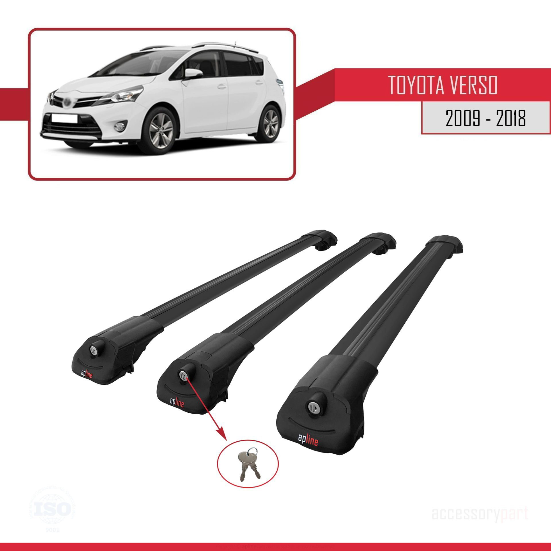 Toyota Verso 2009-2018 Arası ile uyumlu ACE-1 Ara Atkı Tavan Barı