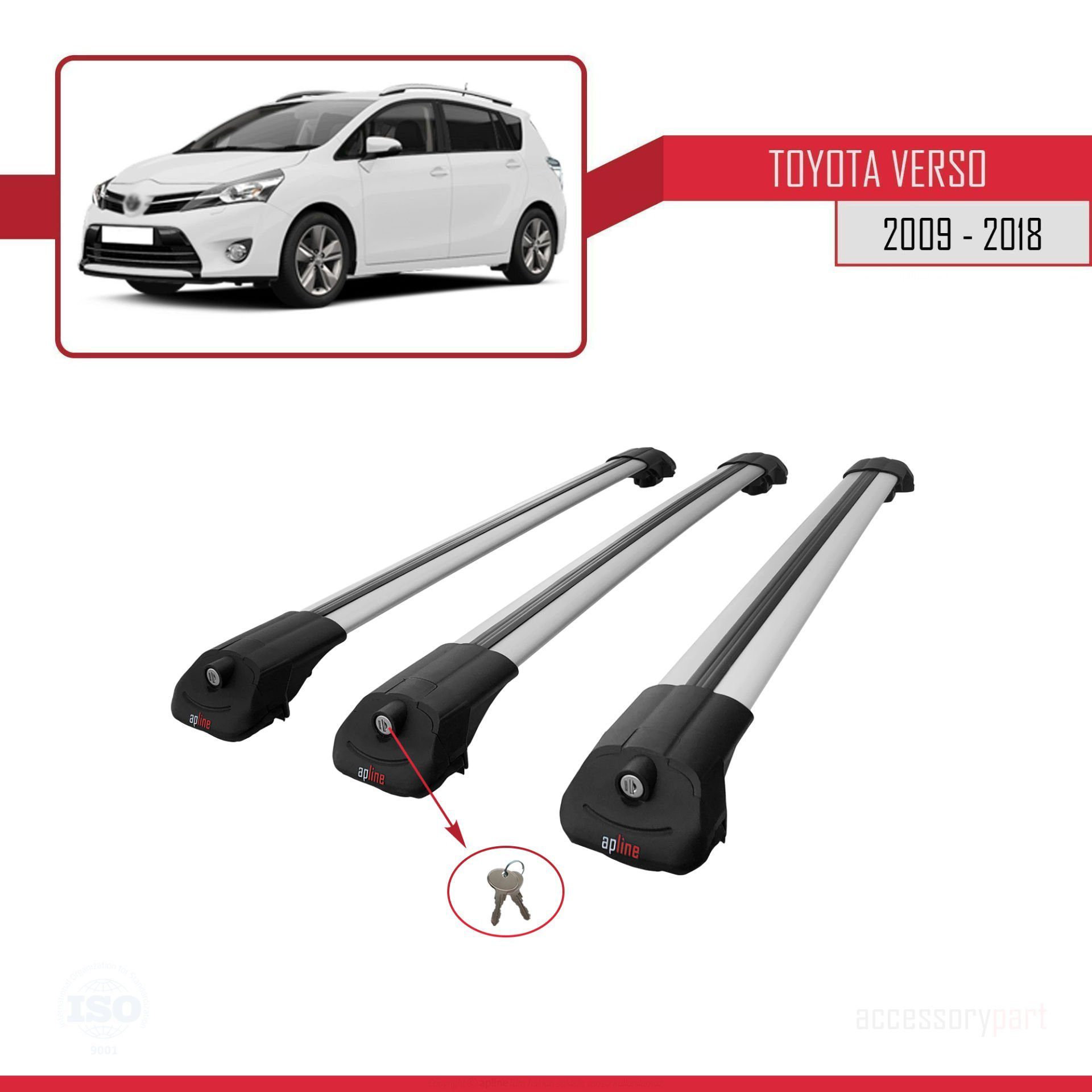 Toyota Verso 2009-2018 Arası ile uyumlu ACE-1 Ara Atkı Tavan Barı
