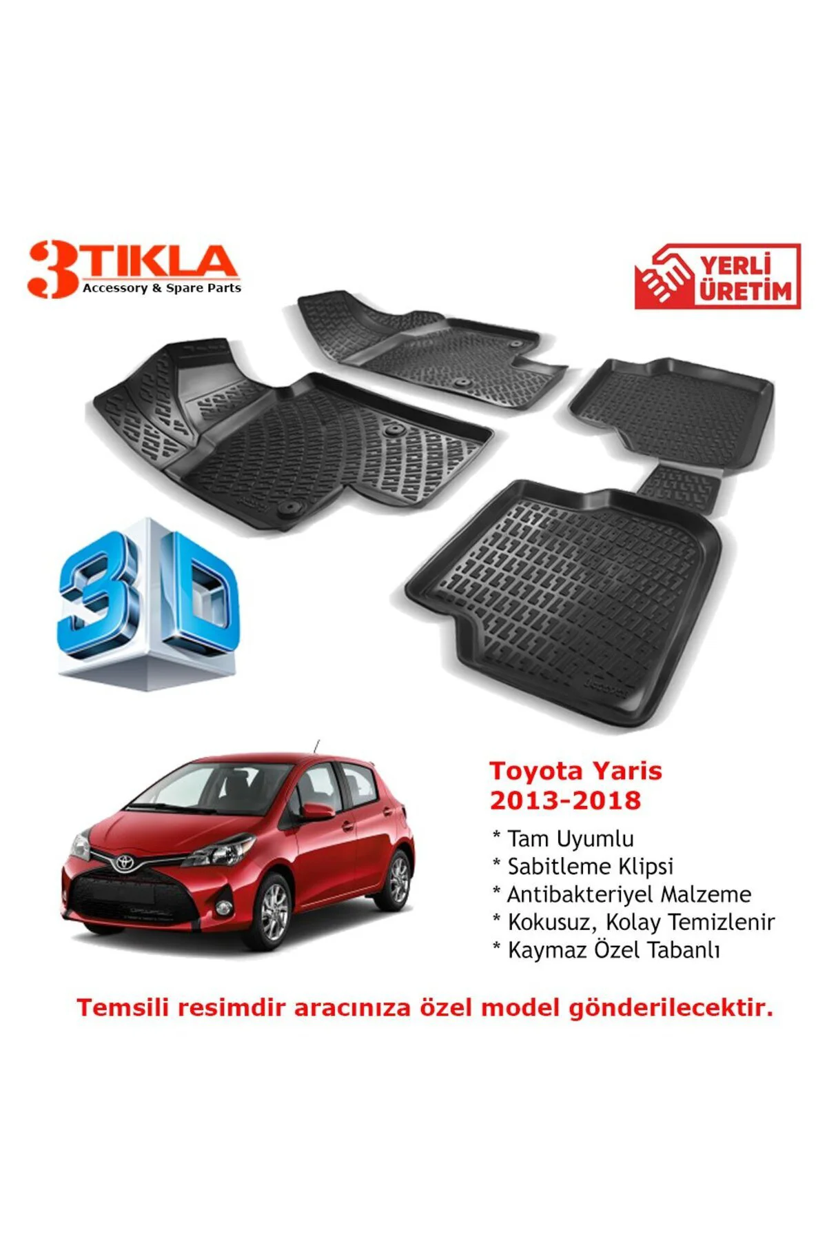 Toyota Yaris 2013-2018 Premium 3D Havuzlu Paspas Seti